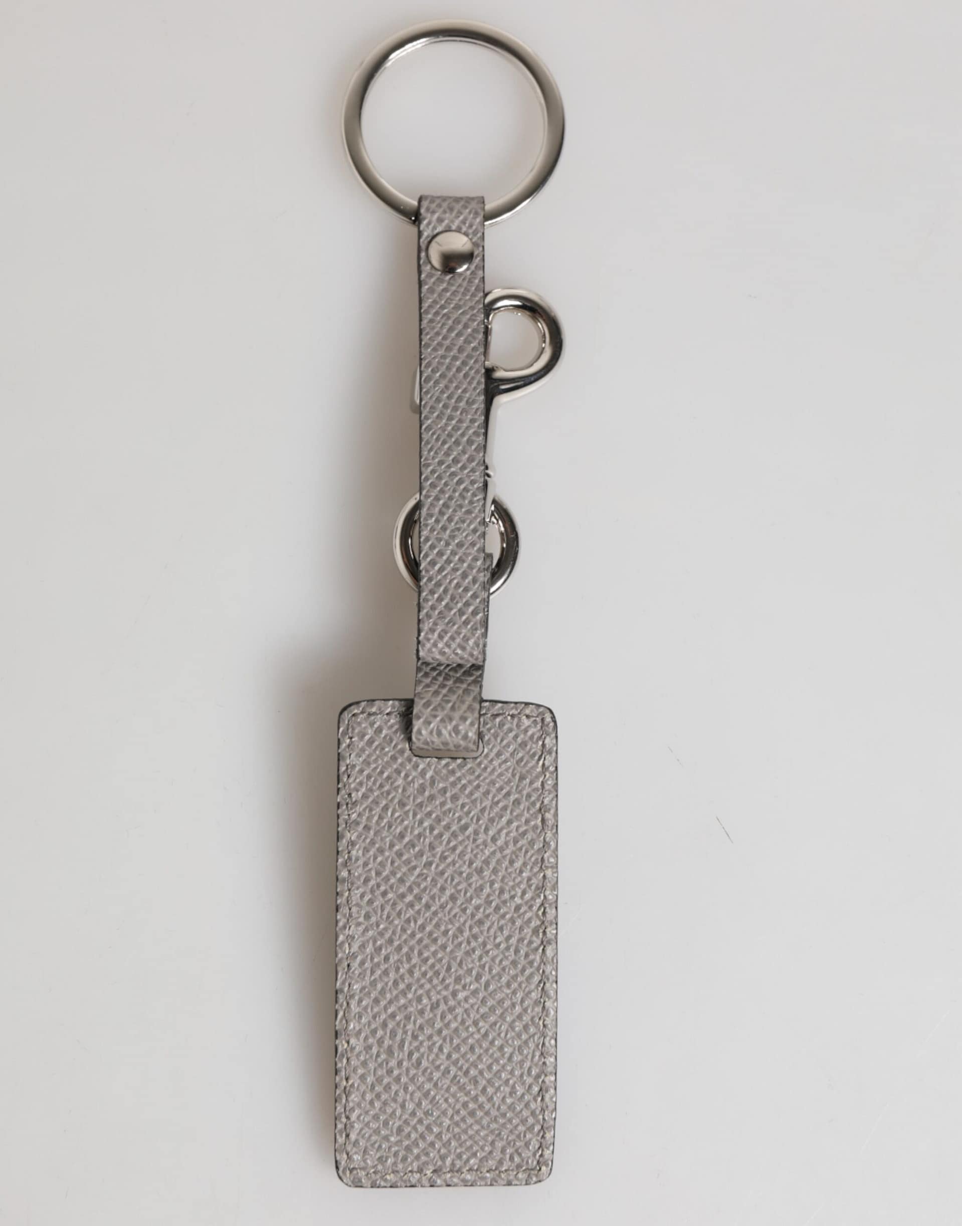 Dolce & Gabbana Gray Leather Logo Metal Ring Keychain Holder Men Keyring - Image 6