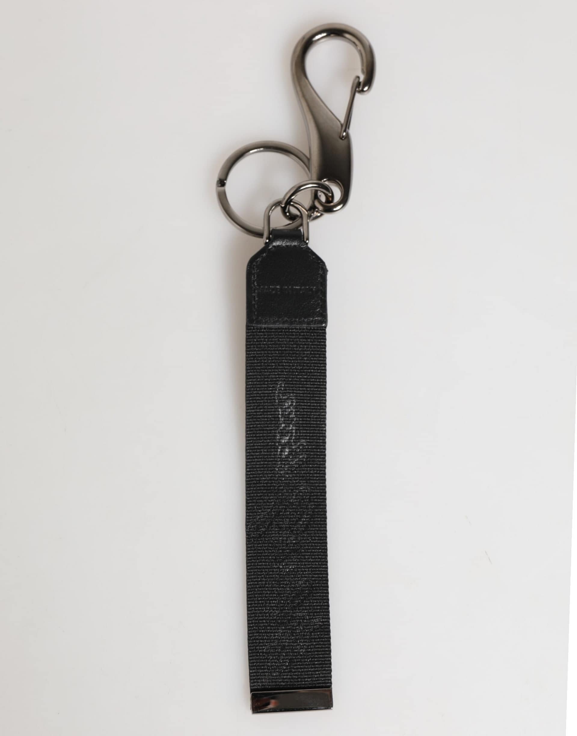 Dolce & Gabbana Black White Polyester DG Logo Silver Men Keychain Keyring - Image 6
