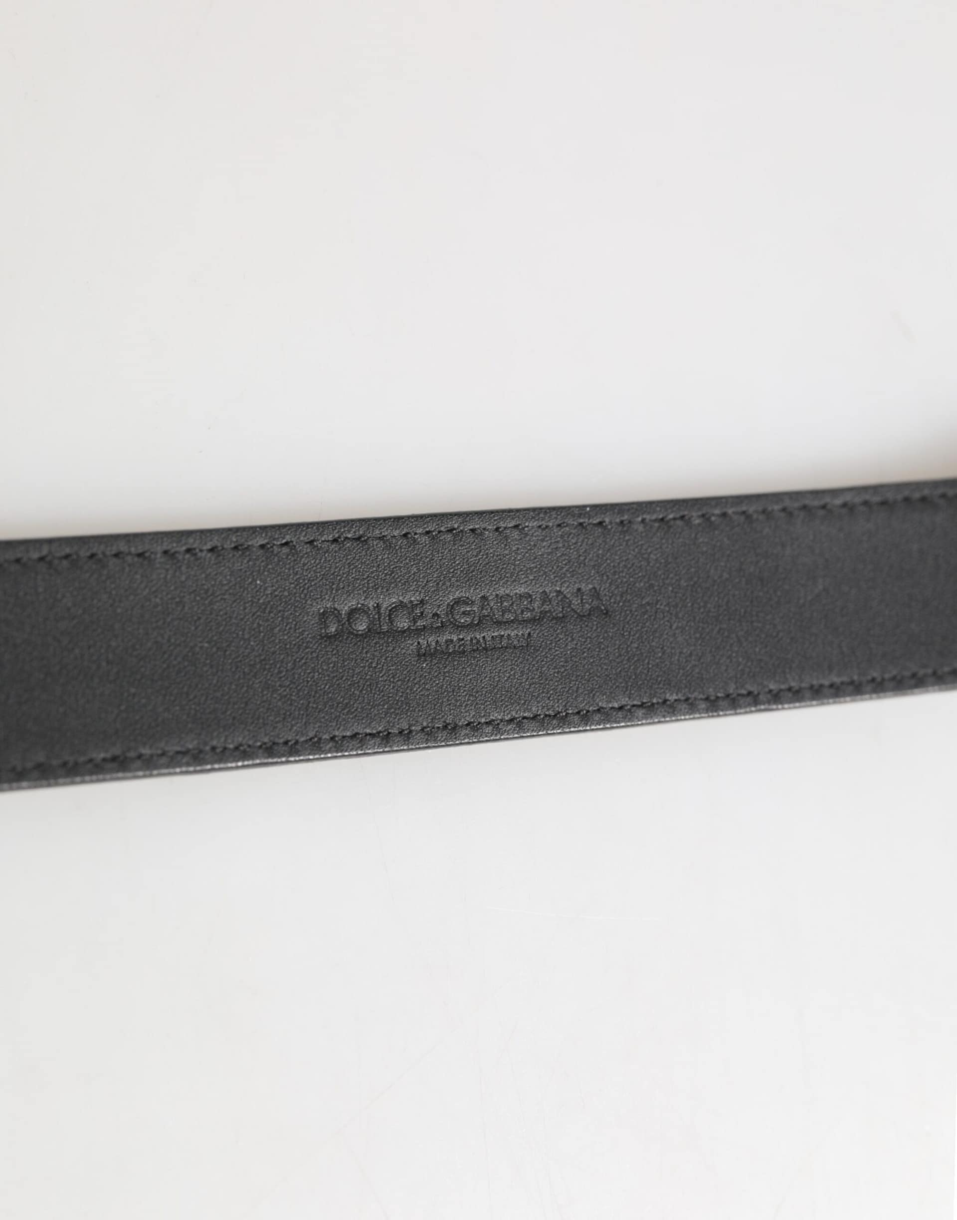 Dolce & Gabbana Silver Textured Leather Gold Tone Metal Neckband - Image 7