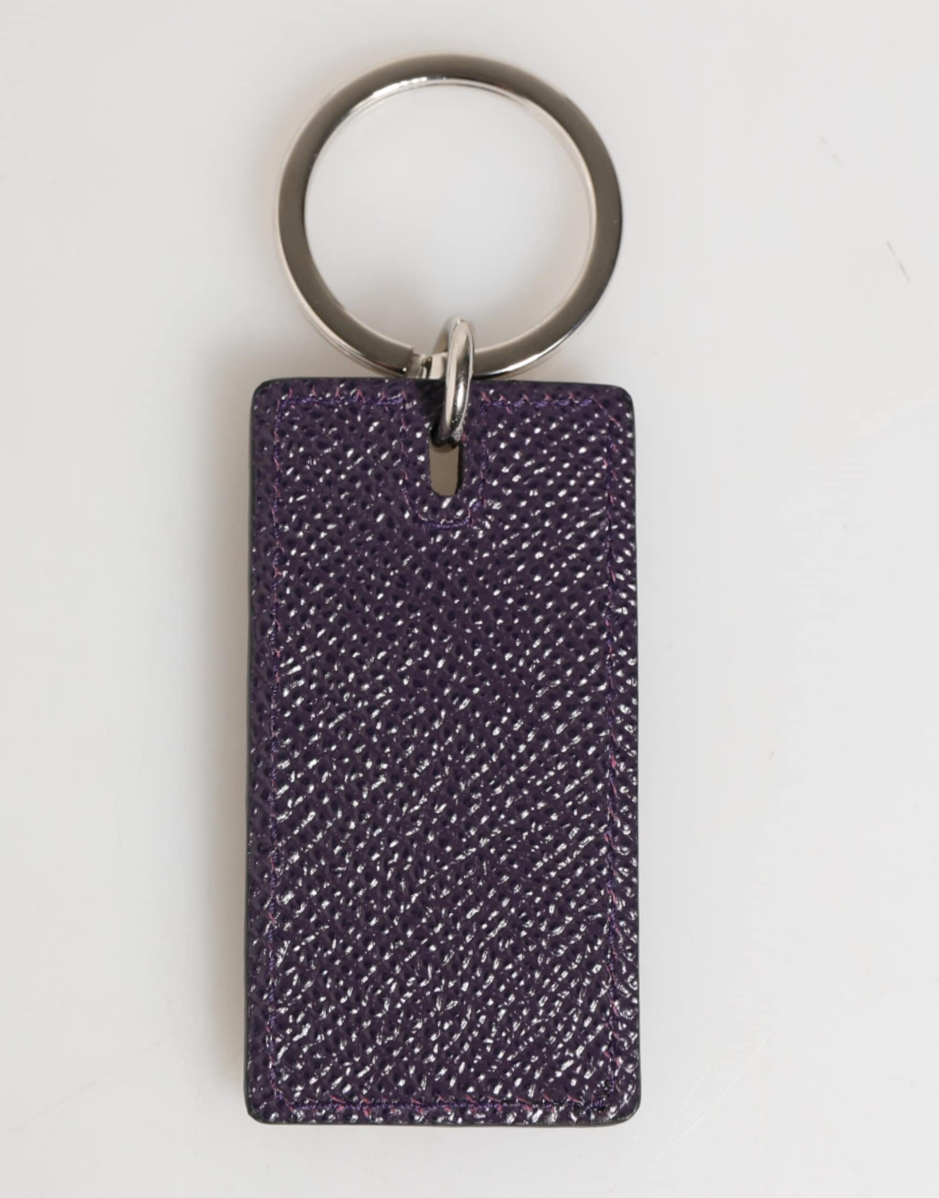 Dolce & Gabbana Violet Leather Logo Metal Ring Men Keychain Keyring - Image 3