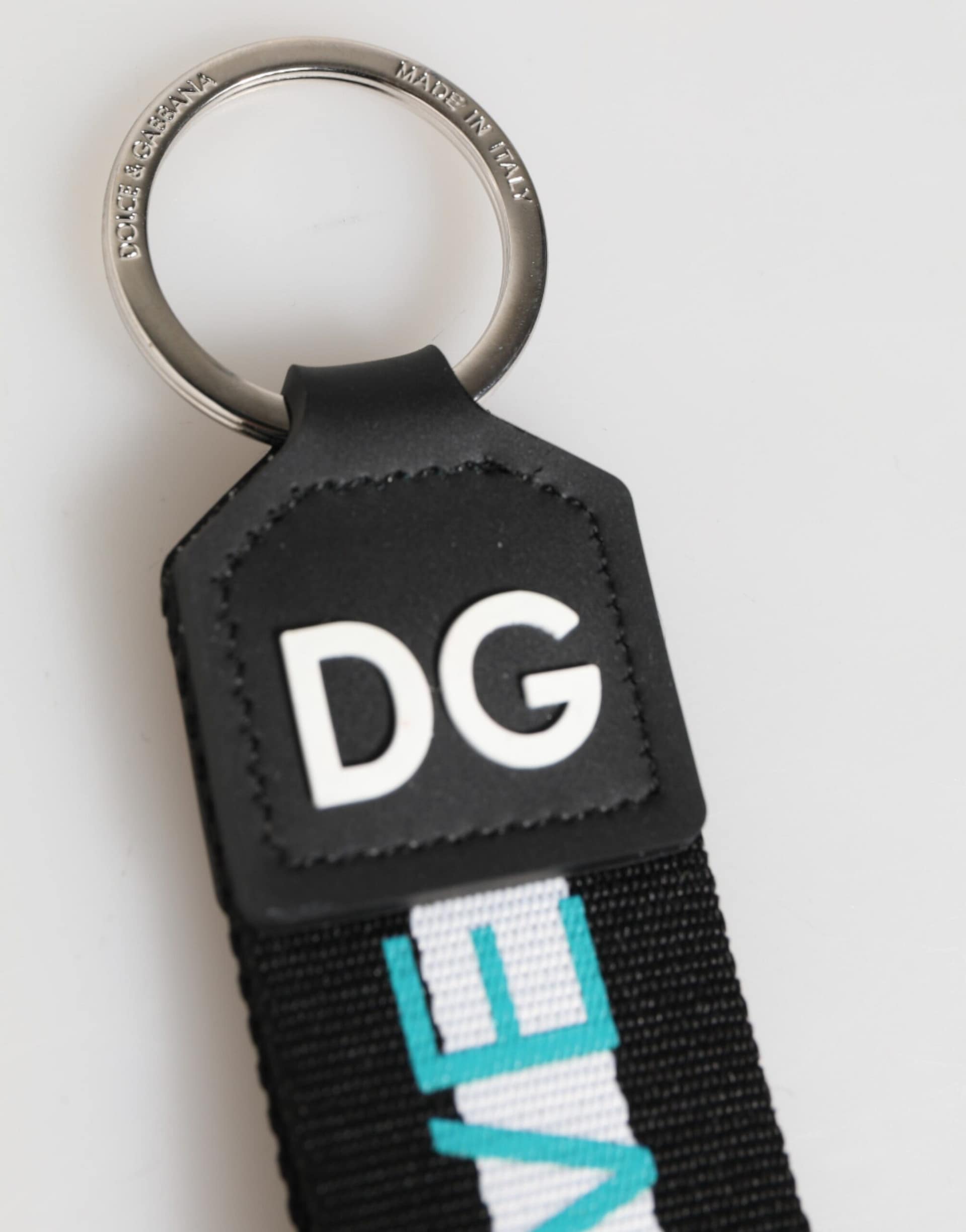 Dolce & Gabbana Multicolor Logo Polyester Brass Holder Keychain Keyring - Image 3
