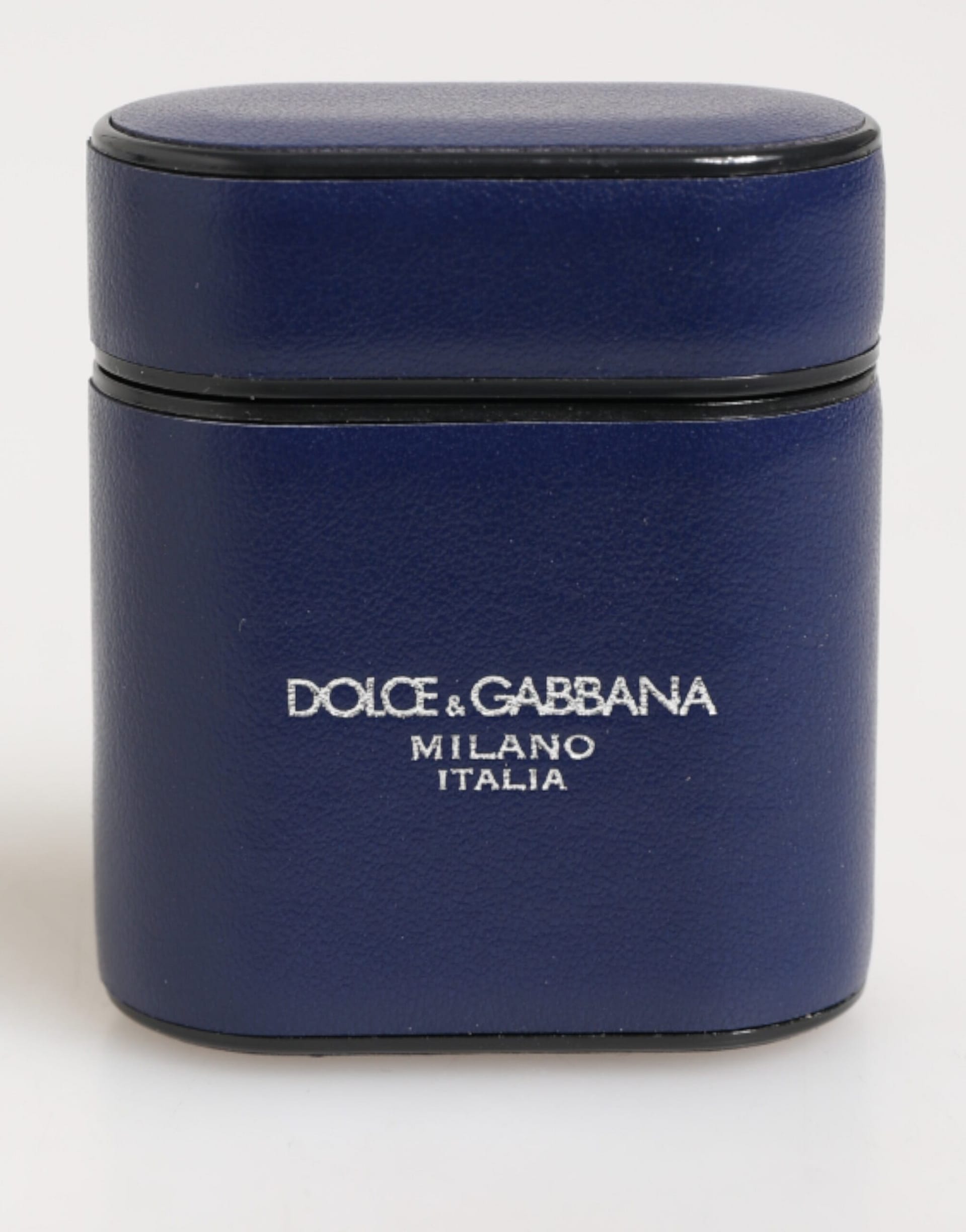 Dolce & Gabbana Blue Leather Logo Print Flip Holder Men Airpods Case - Image 2