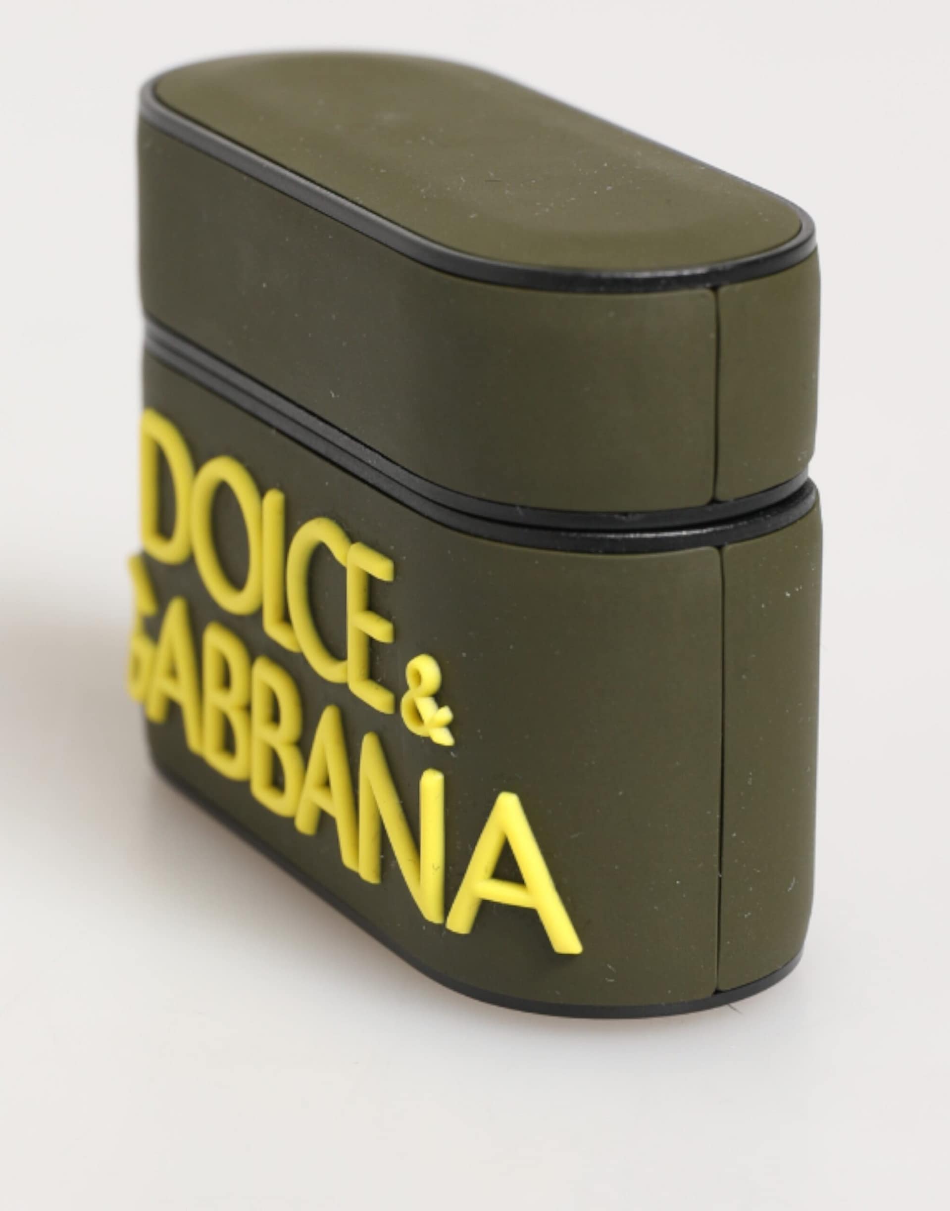 Dolce & Gabbana Army Green Rubber Logo Embossed Accessory Airpods Case - Image 3
