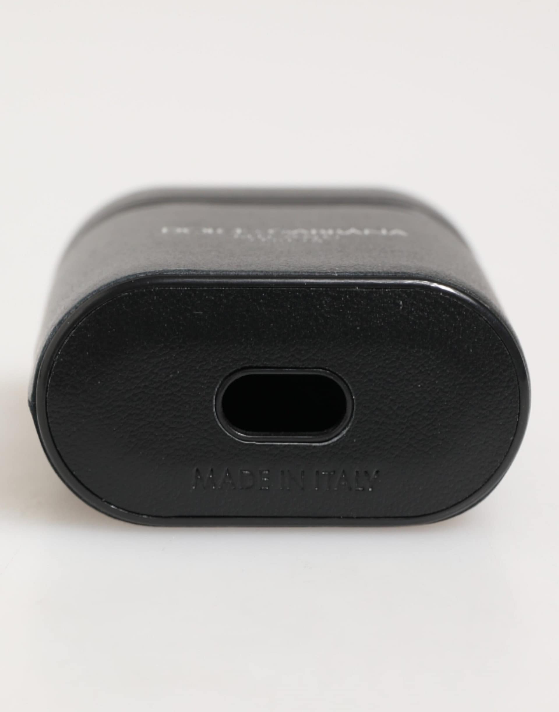 Dolce & Gabbana Black Calfskin Leather Logo Print Flip Holder Airpods Case - Image 5