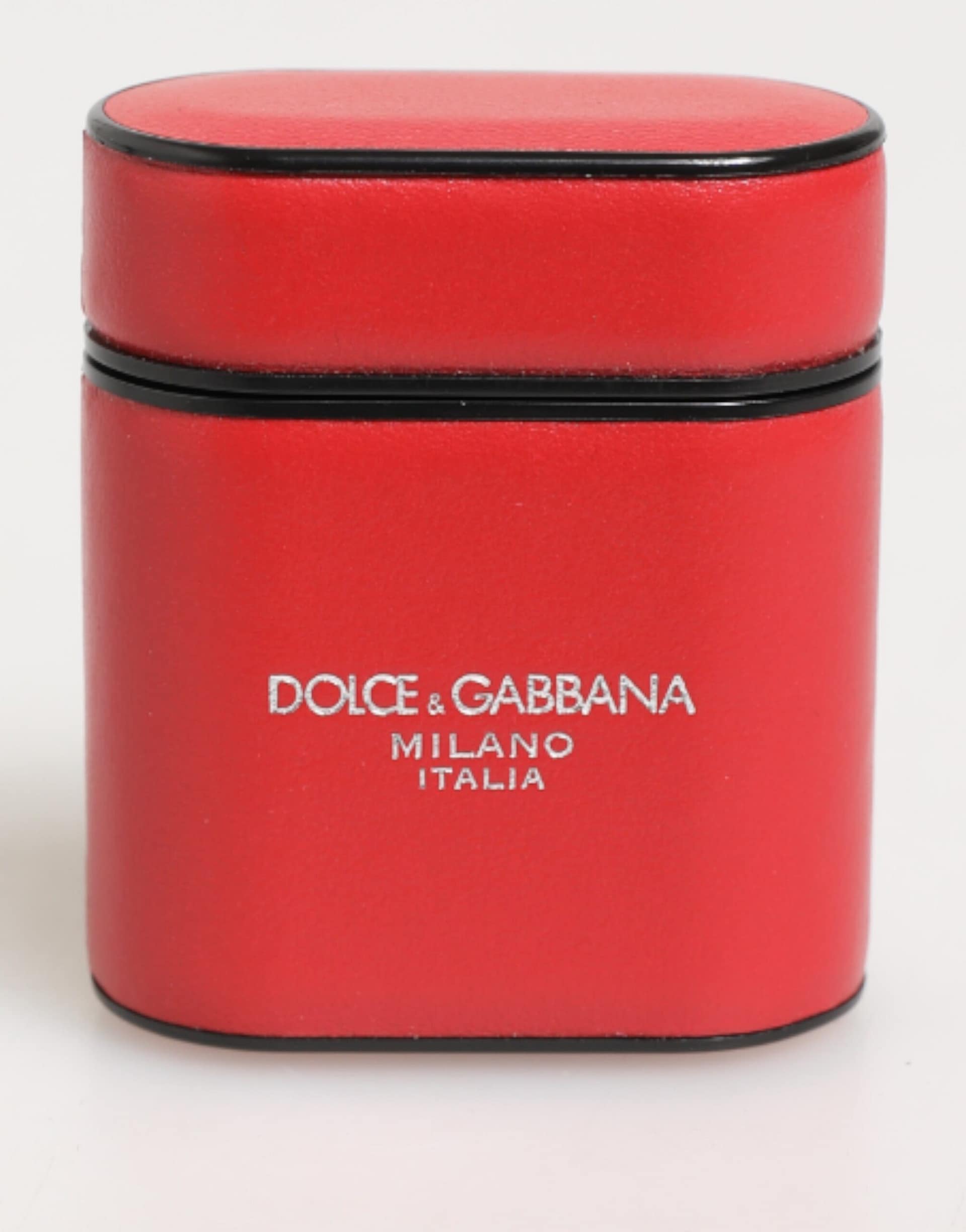 Dolce & Gabbana Red White Calfskin Leather Logo Flip Holder Airpods Case - Image 2