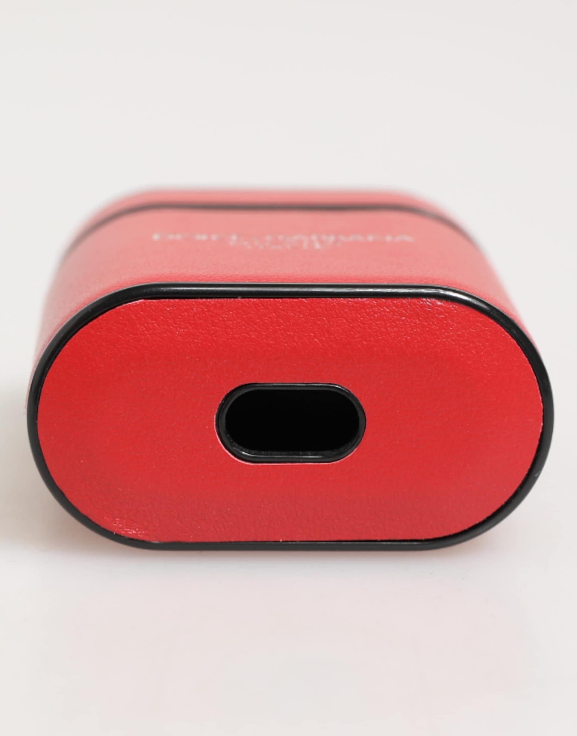 Dolce & Gabbana Red White Calfskin Leather Logo Flip Holder Airpods Case - Image 5