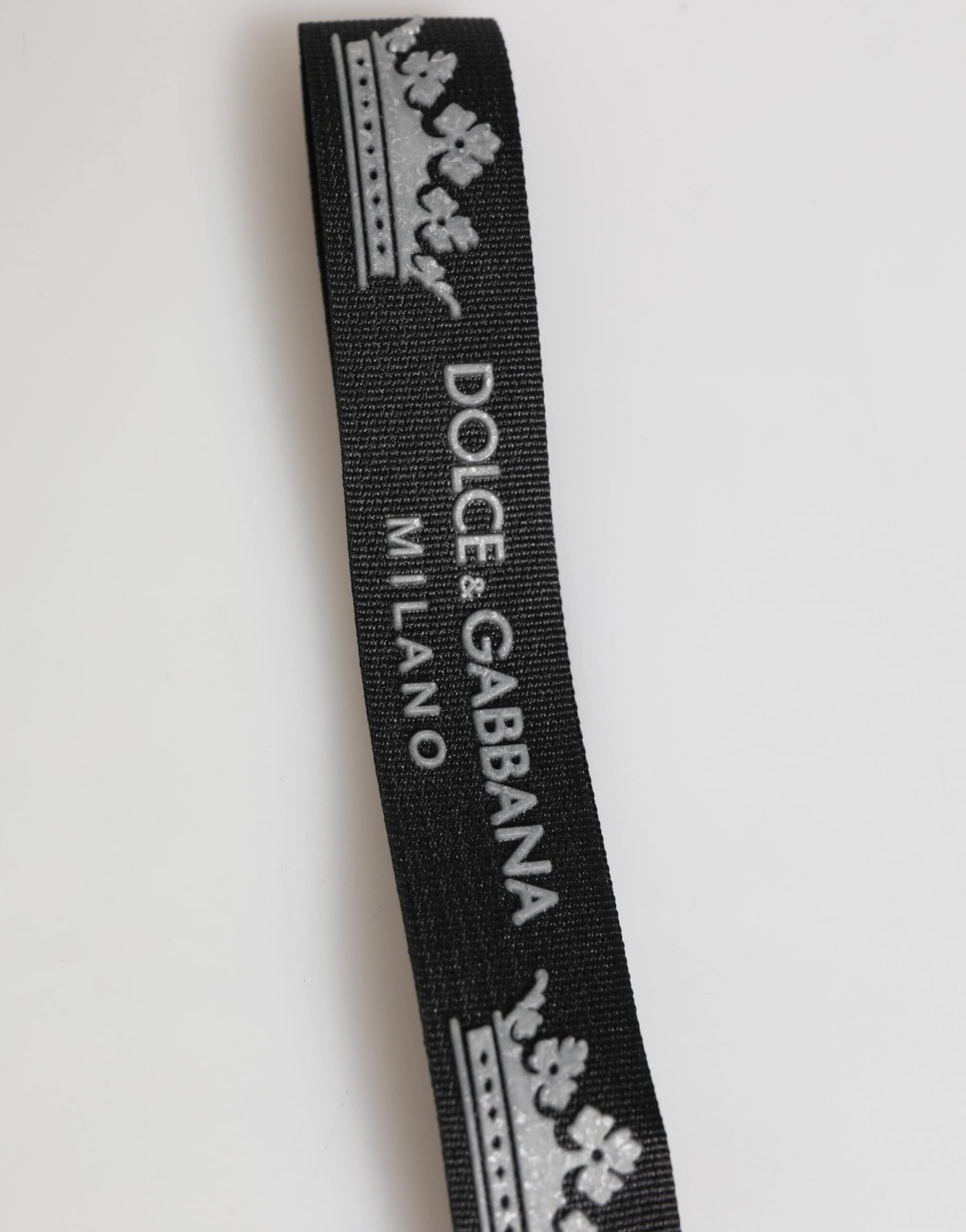 Dolce & Gabbana Black Silver Nylon DG Crown Men's Holder Keychain Keyring - Image 4