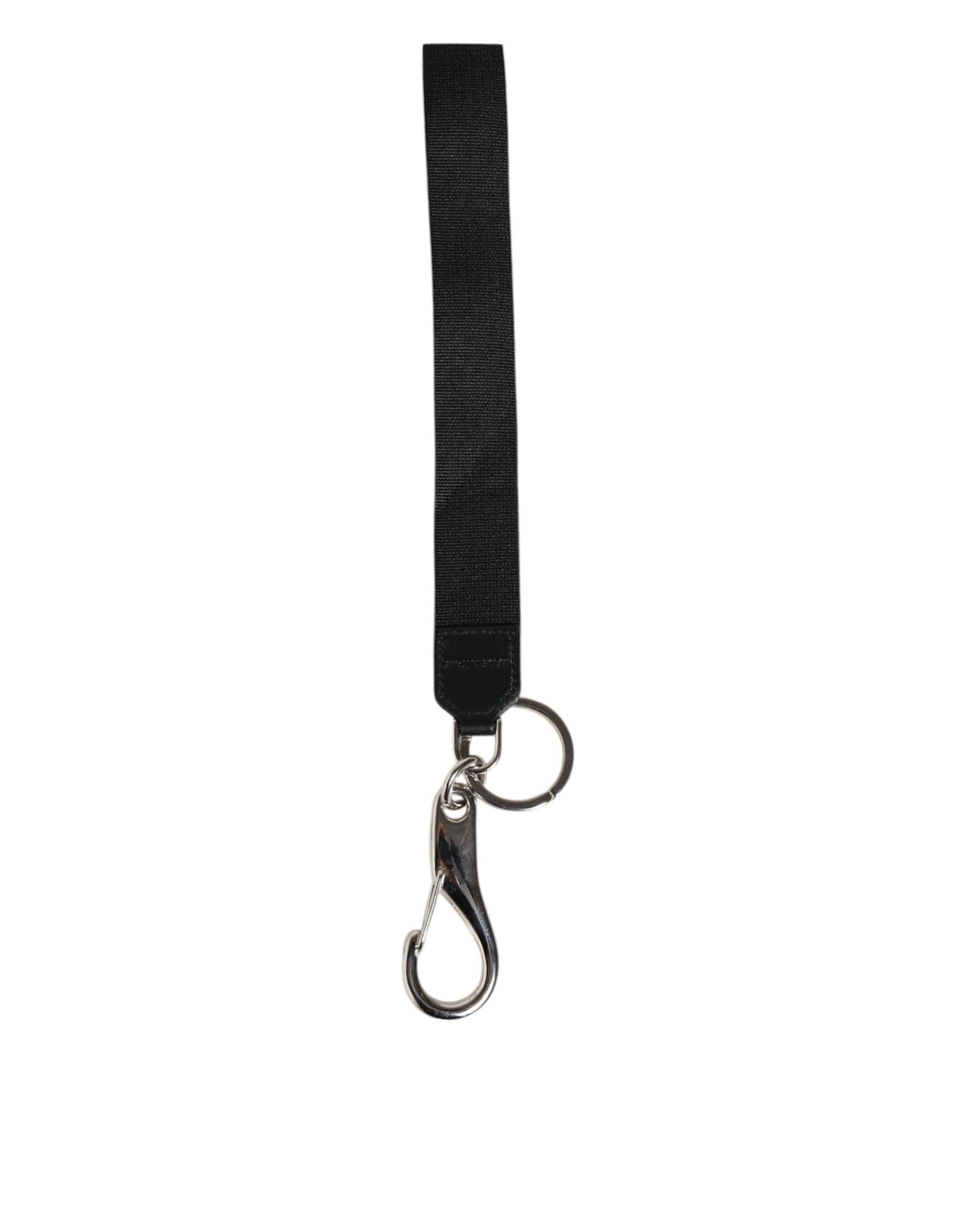 Dolce & Gabbana Black Silver Nylon DG Crown Men's Holder Keychain Keyring - Image 6