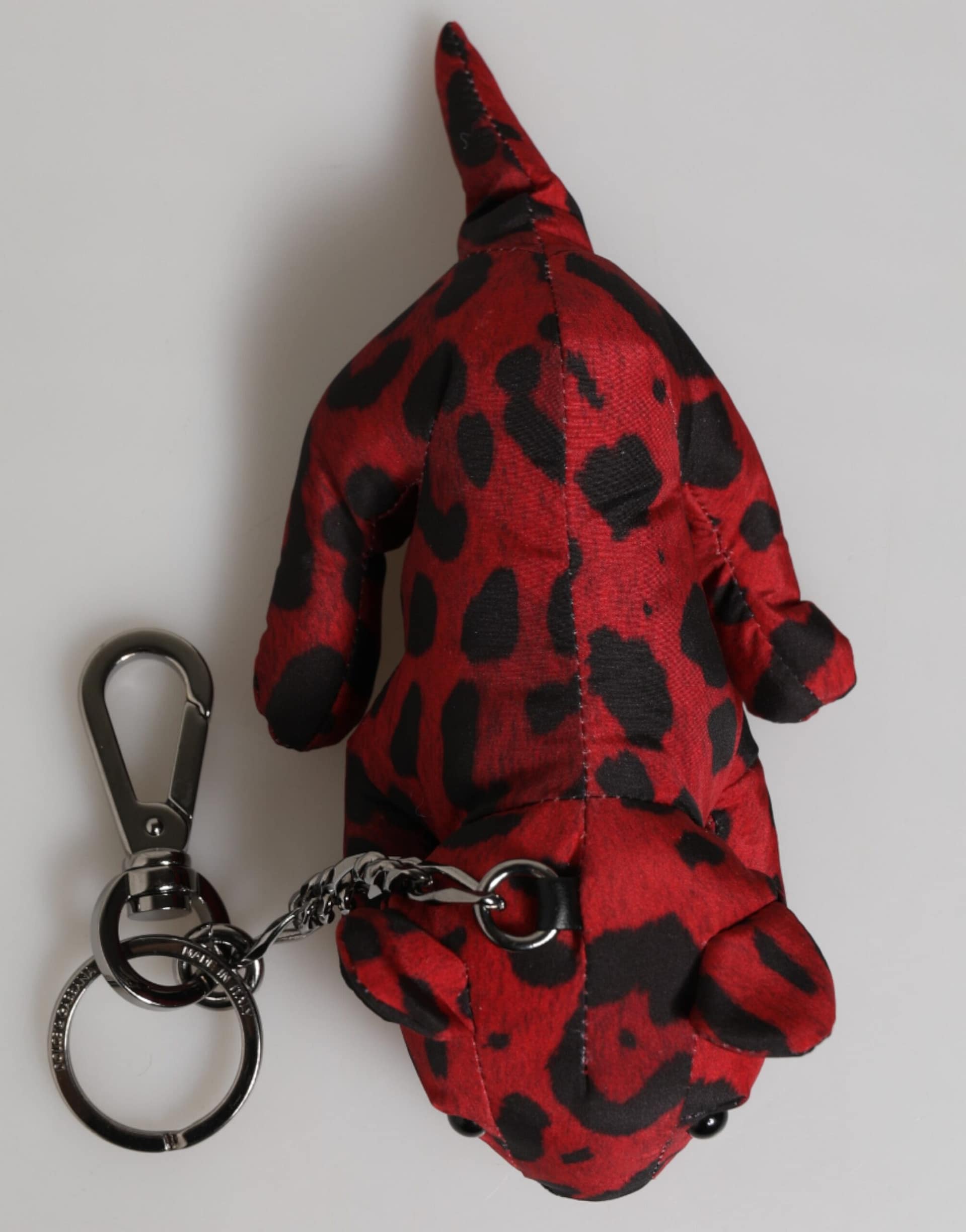 Dolce & Gabbana Red Black Polyester Animal Silhouette Bag Keychain Keyring - Image 3