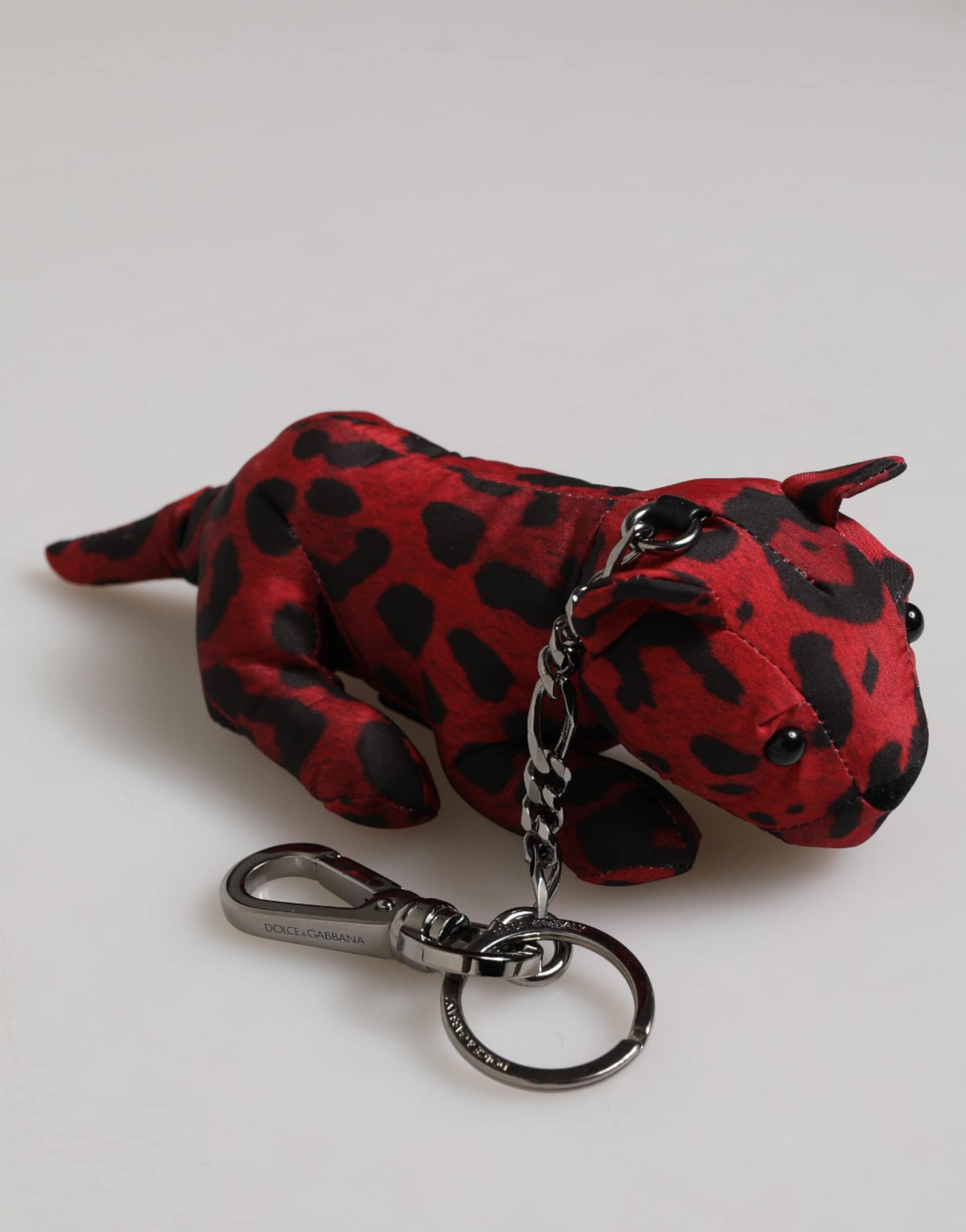 Dolce & Gabbana Red Black Polyester Animal Silhouette Bag Keychain Keyring - Image 4