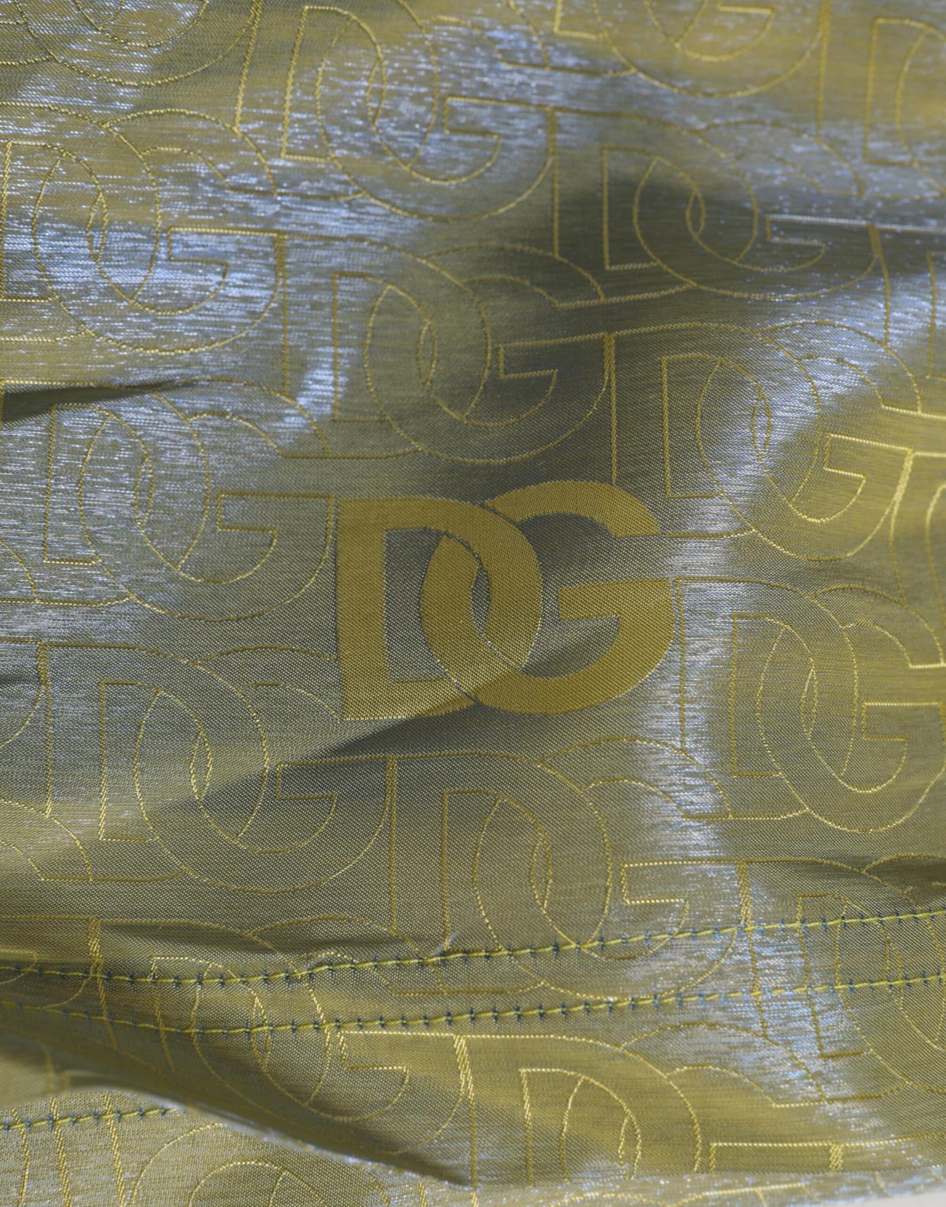 Dolce & Gabbana Green Polyester Metallic Logo Print Men Swimwear - Image 3