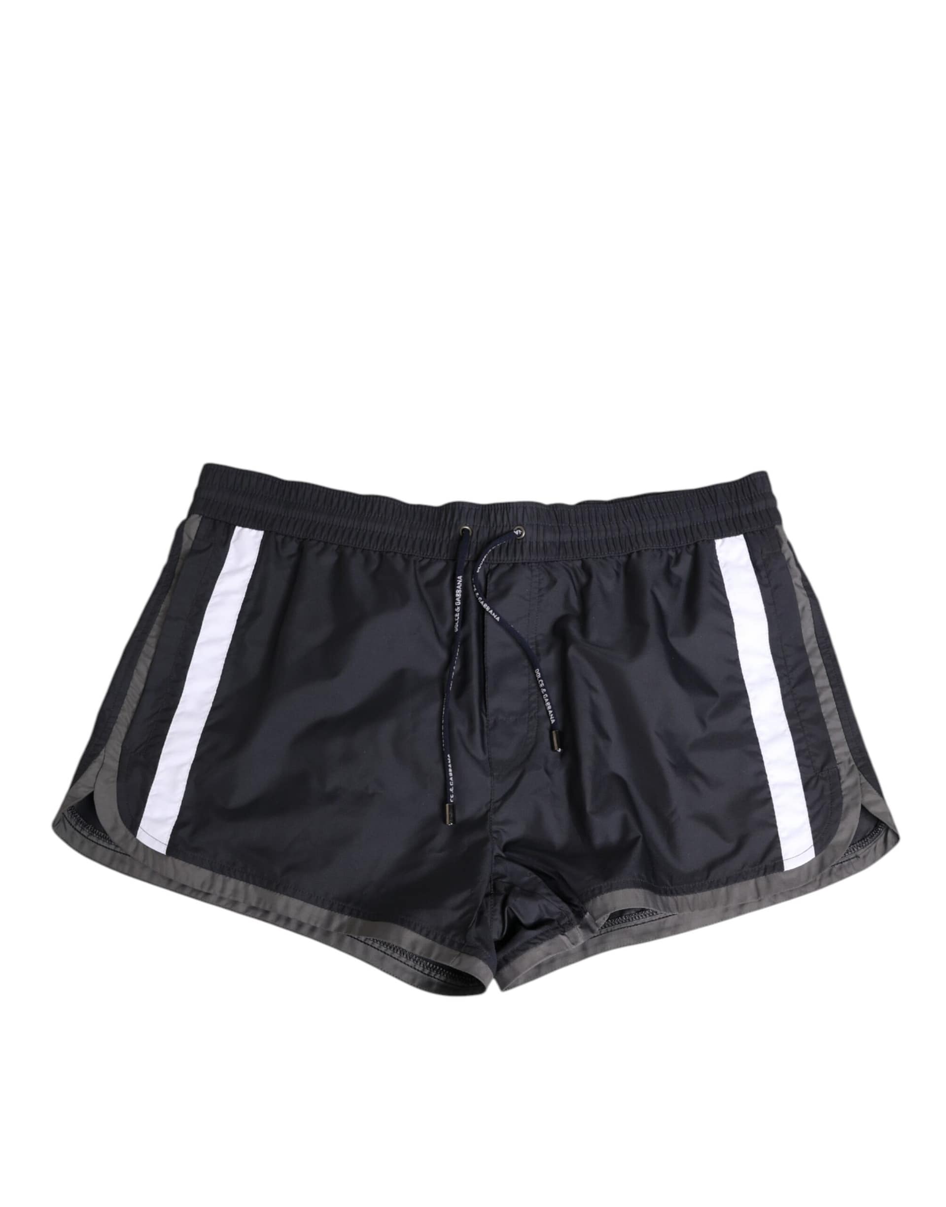 Dolce & Gabbana Black White Polyester Logo Elastic Waistband Swimwear - Image 2