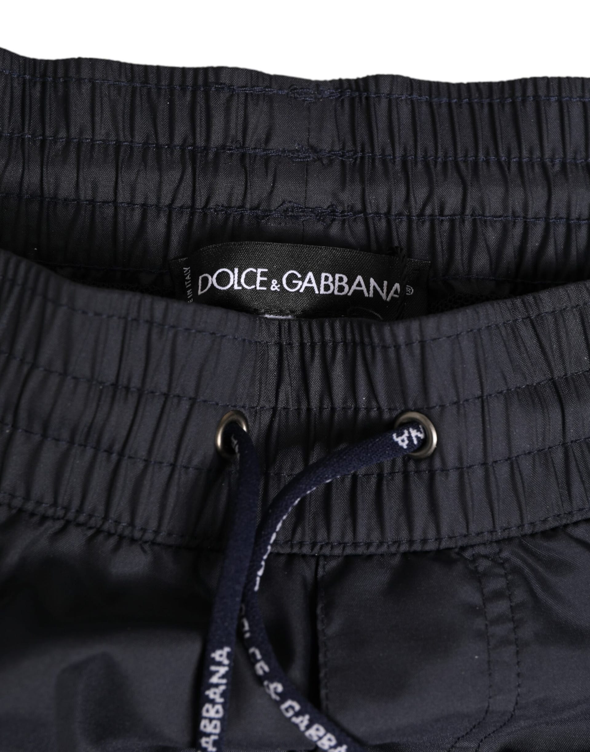 Dolce & Gabbana Black White Polyester Logo Elastic Waistband Swimwear - Image 3
