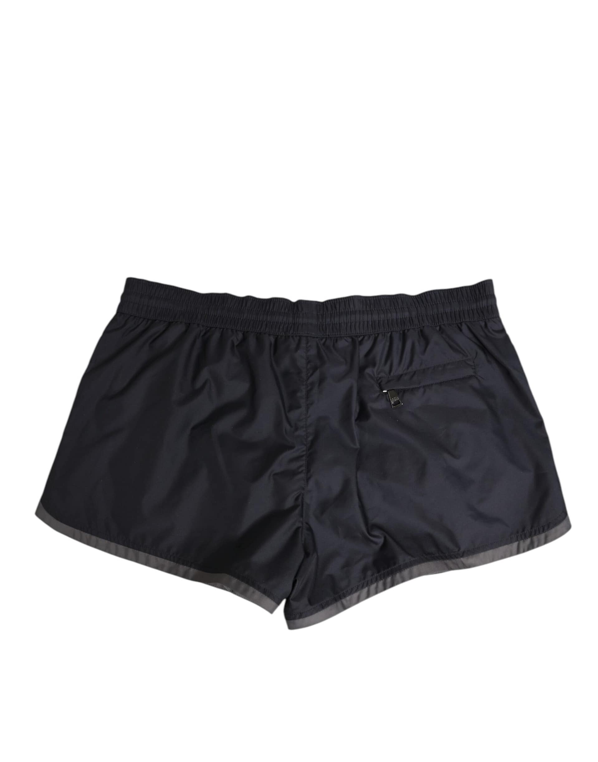 Dolce & Gabbana Black White Polyester Logo Elastic Waistband Swimwear - Image 4