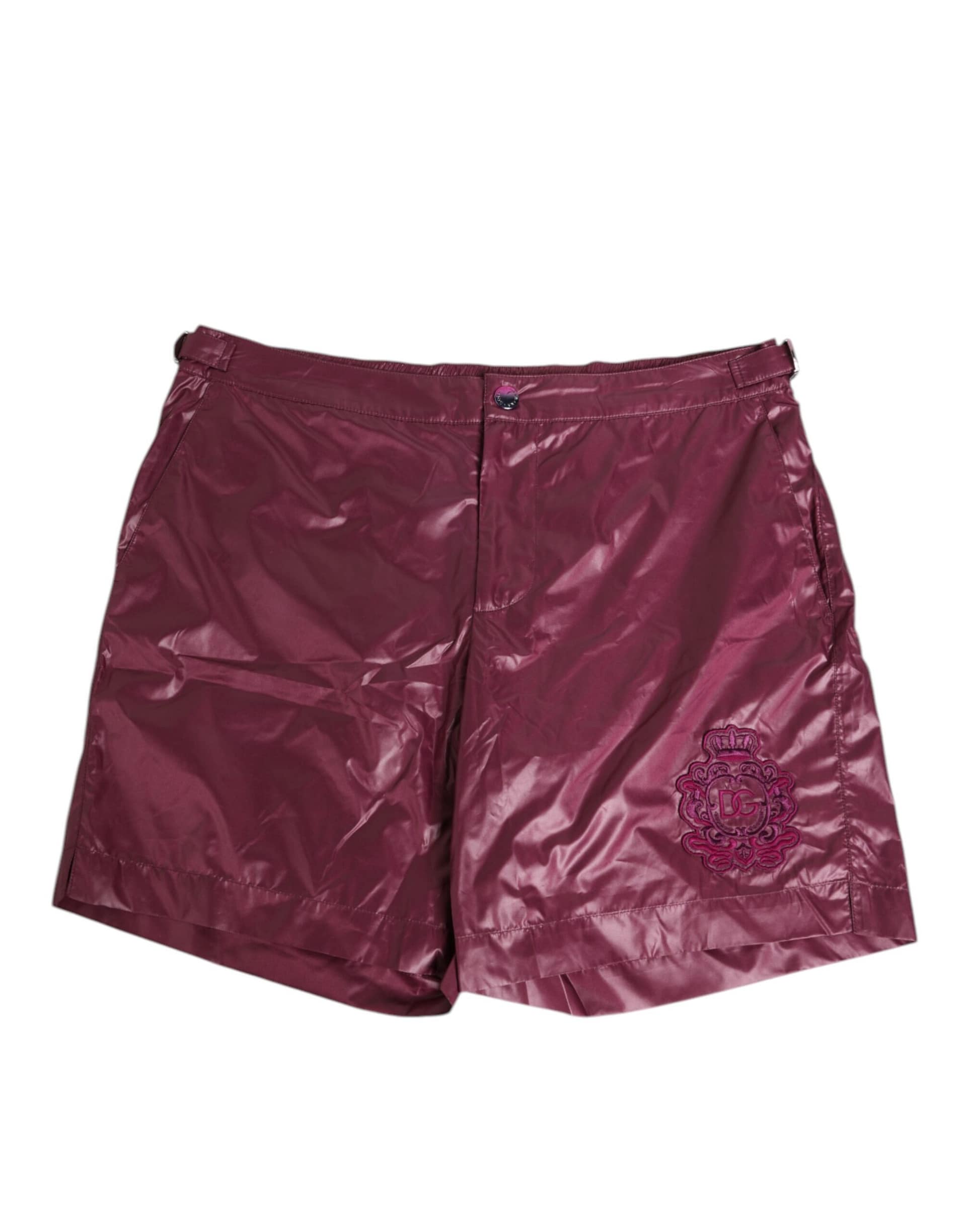 Dolce & Gabbana Burgundy Polyester Logo Embossed Crest Swimwear - Image 2