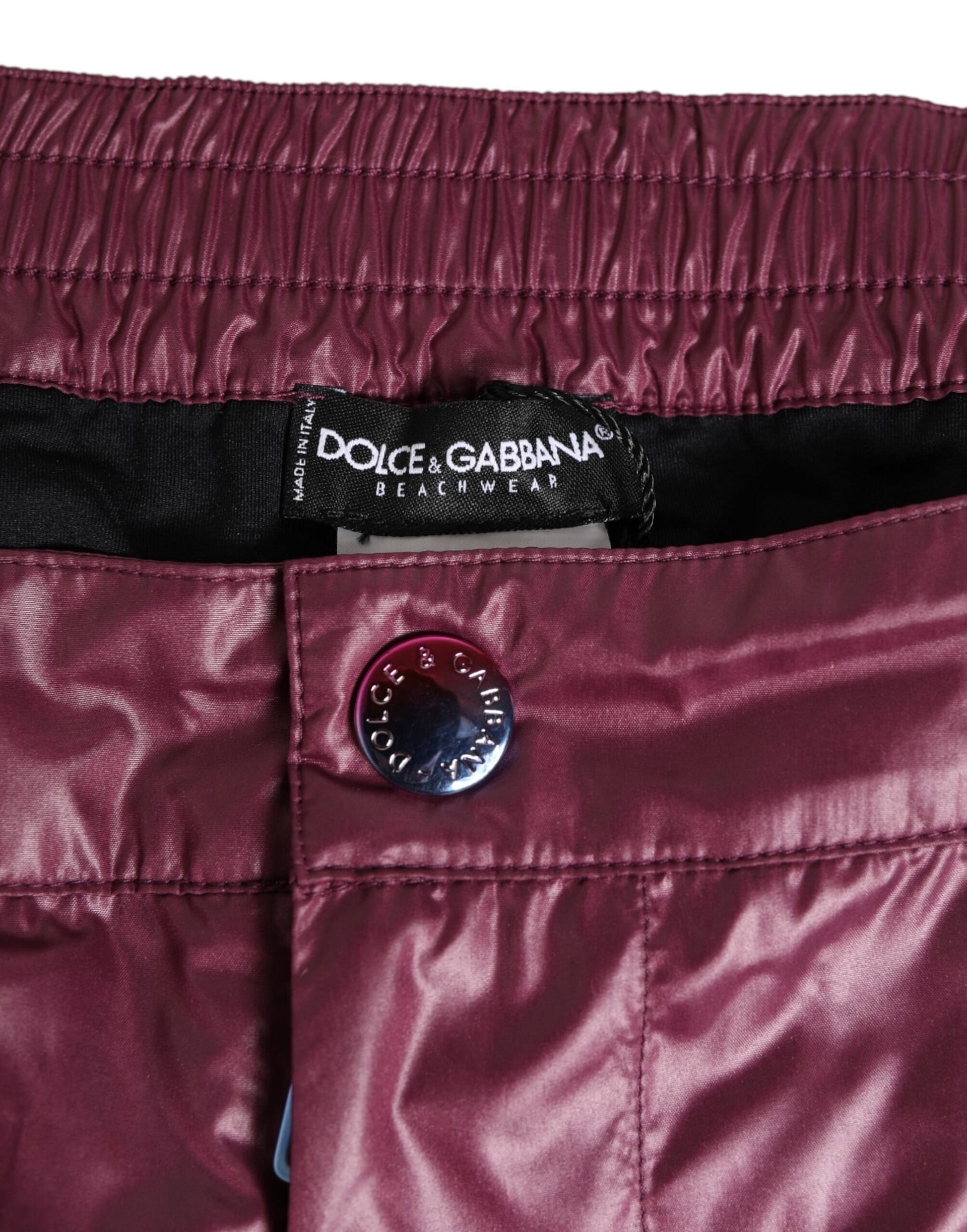 Dolce & Gabbana Burgundy Polyester Logo Embossed Crest Swimwear - Image 4