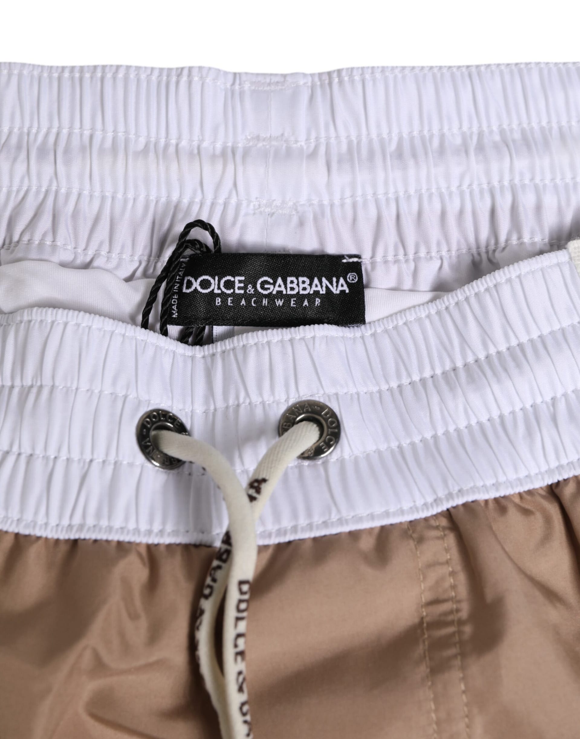 Dolce & Gabbana Brown White Polyester Re-Edition Shorts Swimwear - Image 4