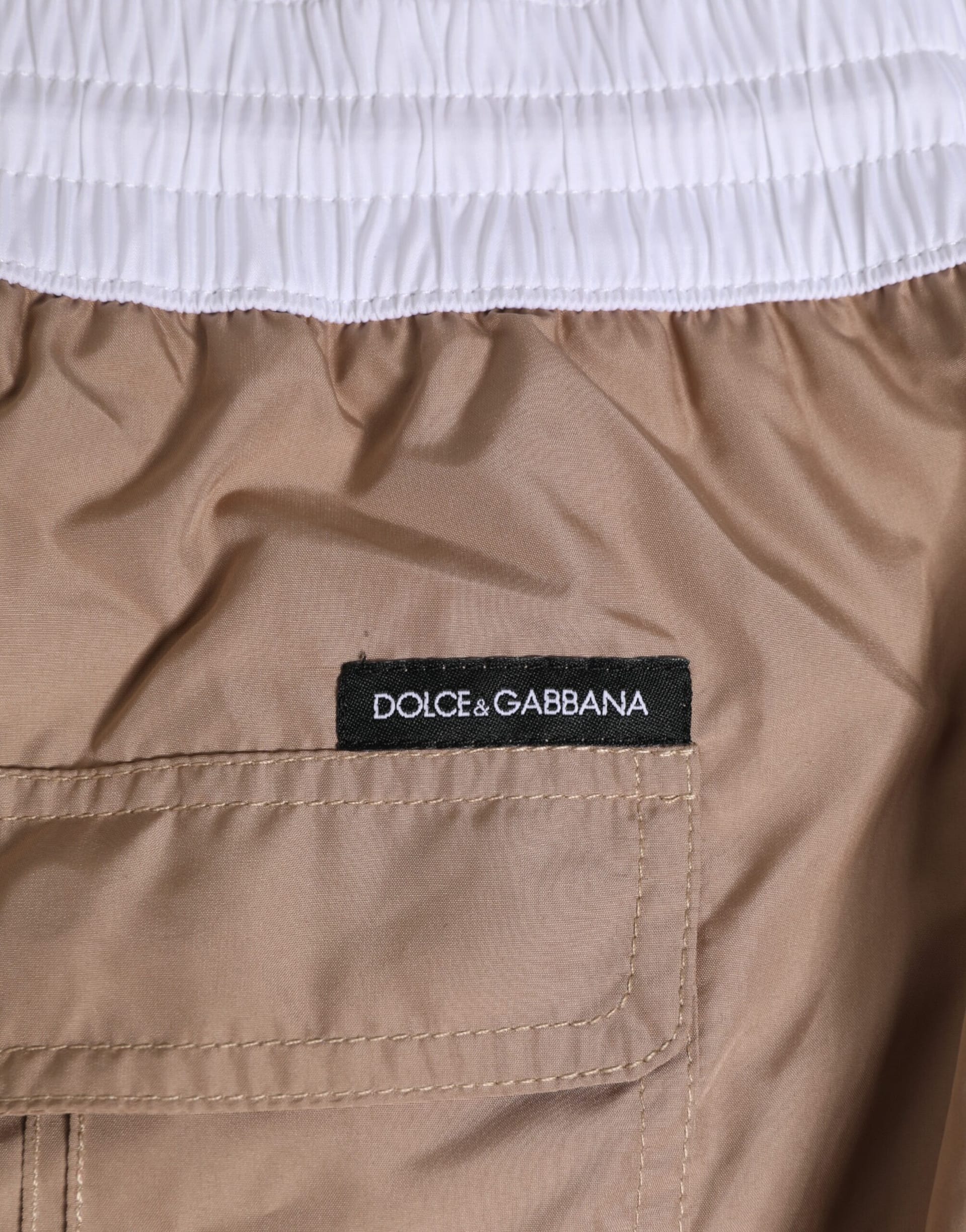 Dolce & Gabbana Brown White Polyester Re-Edition Shorts Swimwear - Image 6
