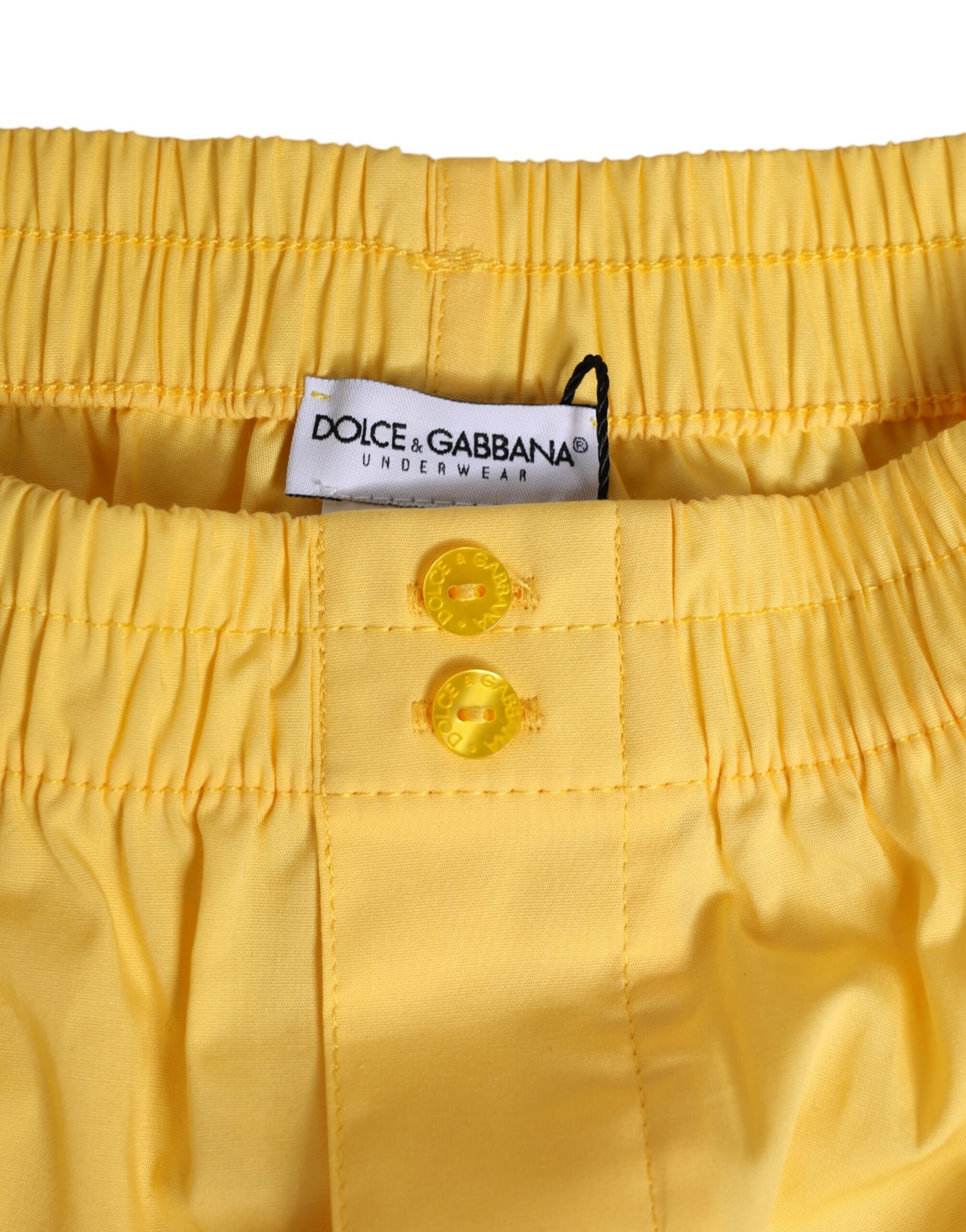 Dolce & Gabbana Yellow Cotton Elastic Waistband Short Swimwear - Image 3