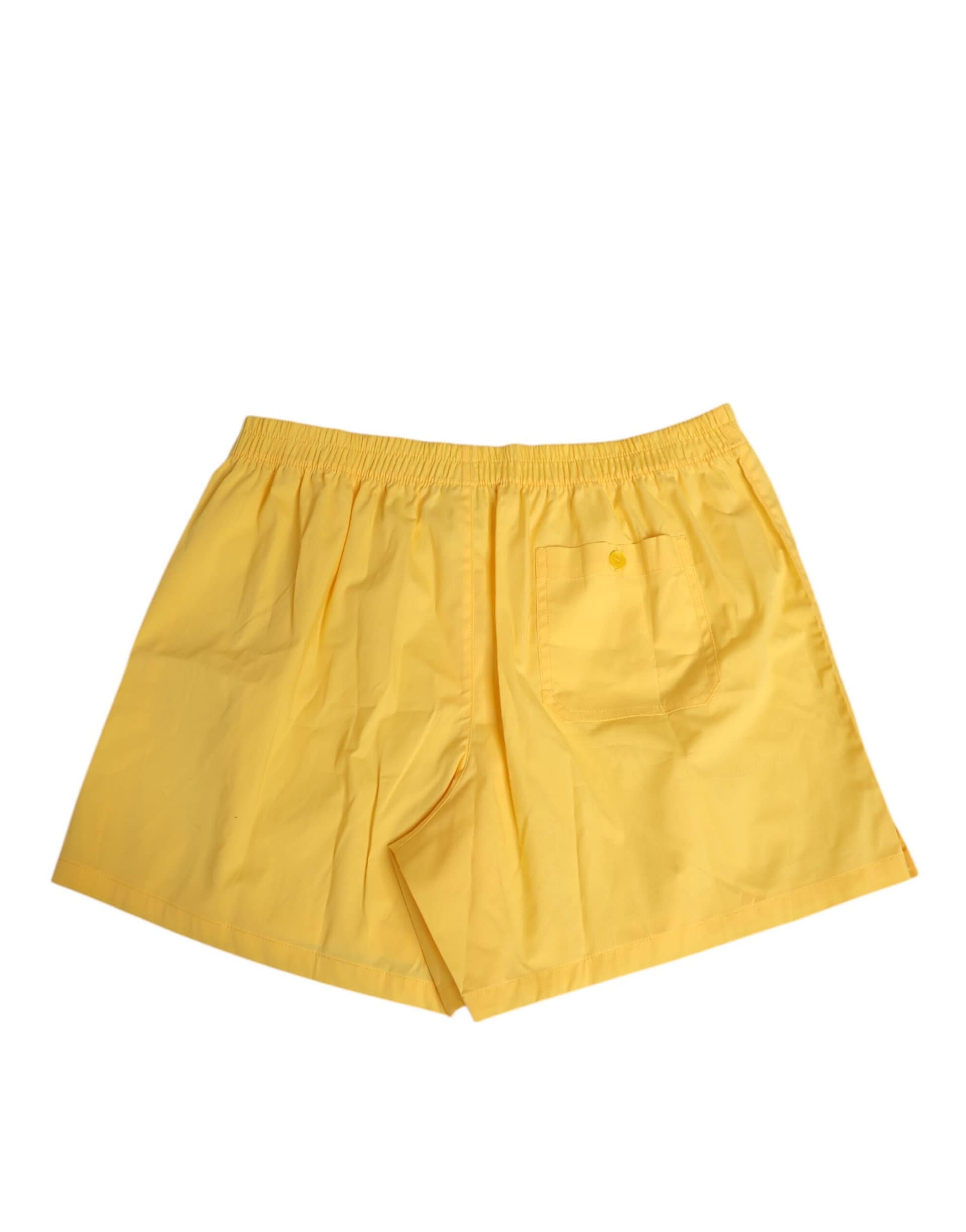 Dolce & Gabbana Yellow Cotton Elastic Waistband Short Swimwear - Image 4