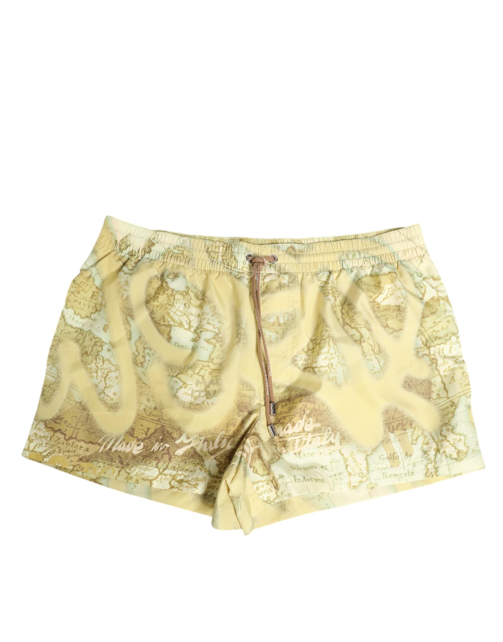 Dolce & Gabbana Yellow World Map Polyester Elastic Waistband Swimwear - Image 2