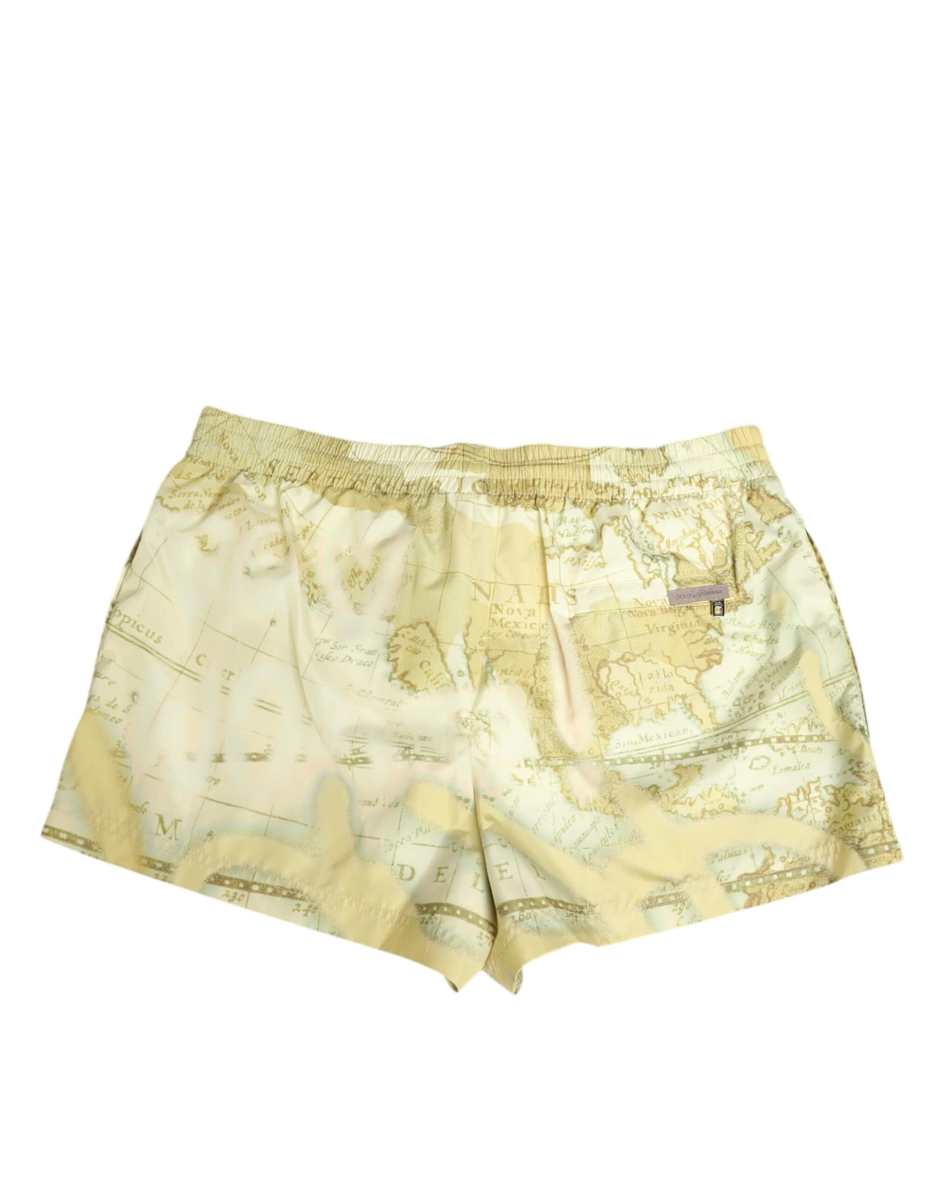 Dolce & Gabbana Yellow World Map Polyester Elastic Waistband Swimwear - Image 4
