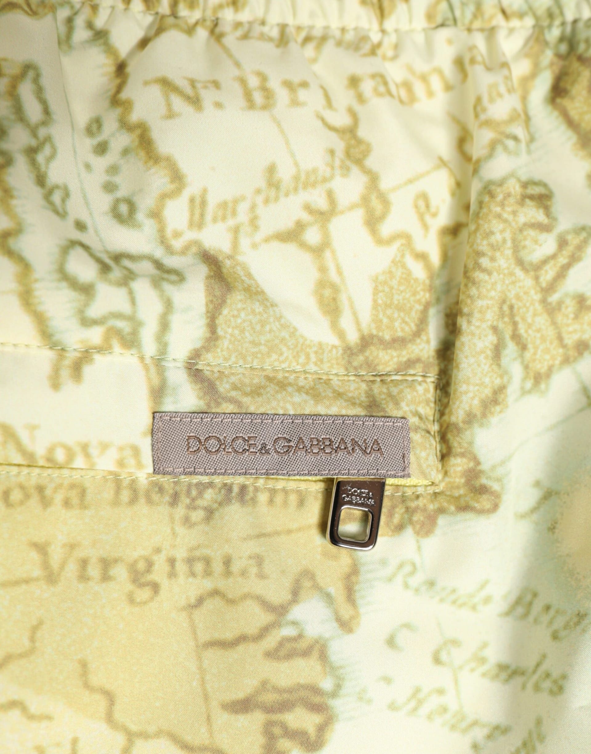 Dolce & Gabbana Yellow World Map Polyester Elastic Waistband Swimwear - Image 5