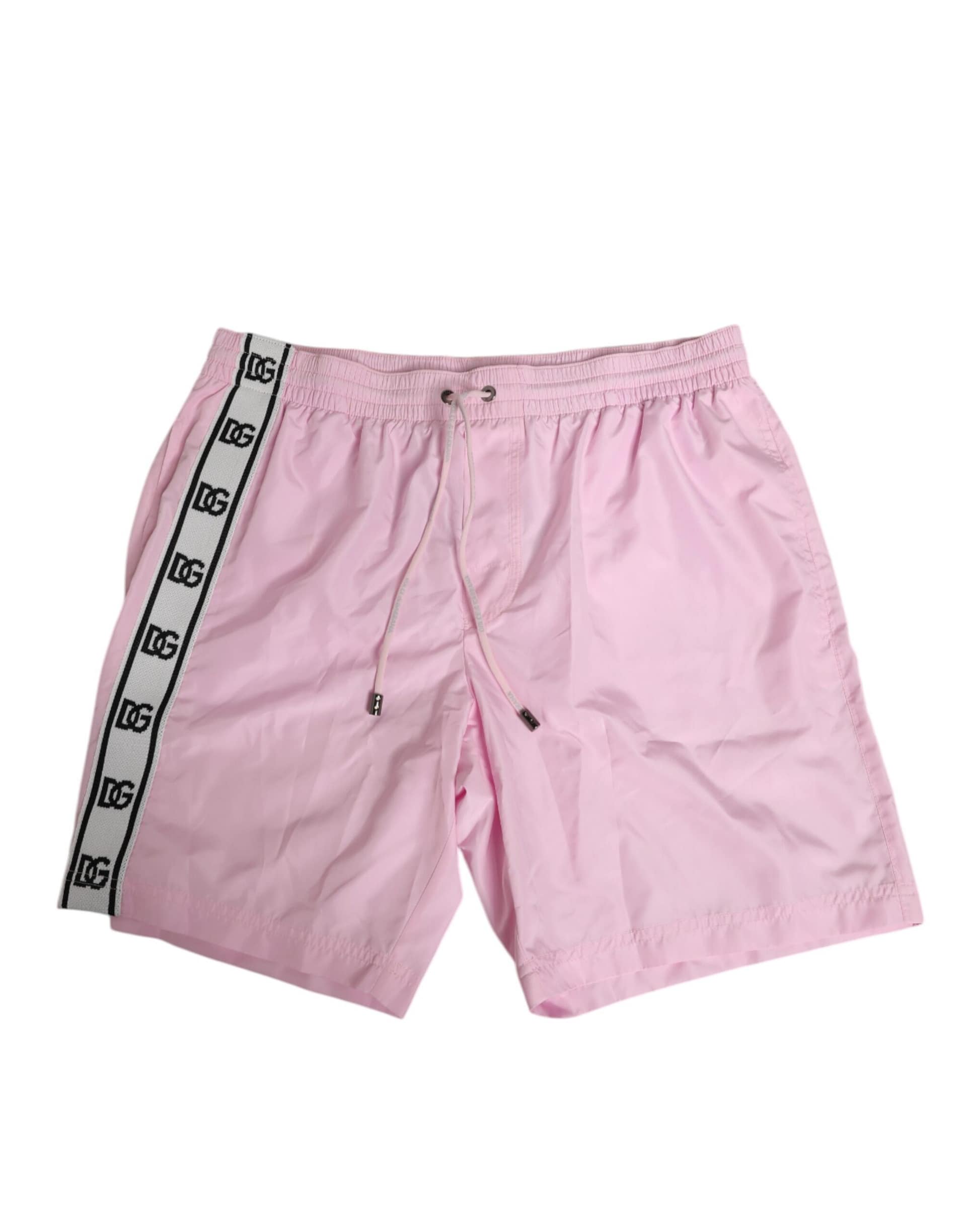 Dolce & Gabbana Pink Nylon Logo Side Stripe Beachwear Men Swimwear - Image 2