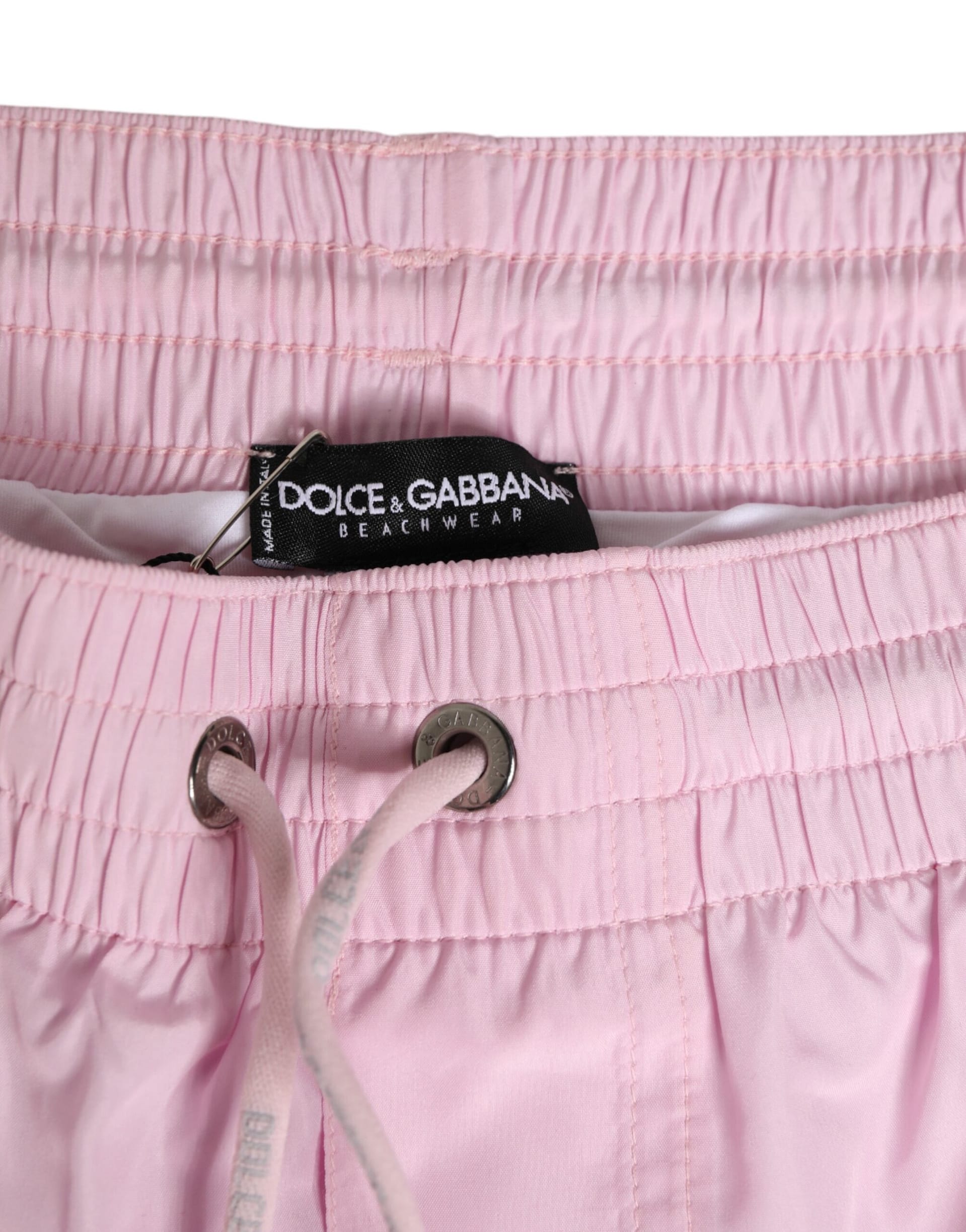 Dolce & Gabbana Pink Nylon Logo Side Stripe Beachwear Men Swimwear - Image 4