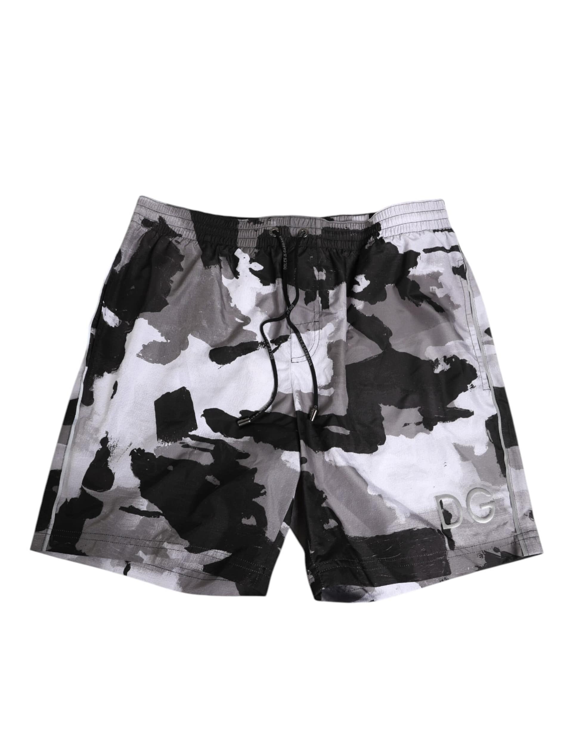 Dolce & Gabbana Black White Camouflage DG Logo Men Swimwear