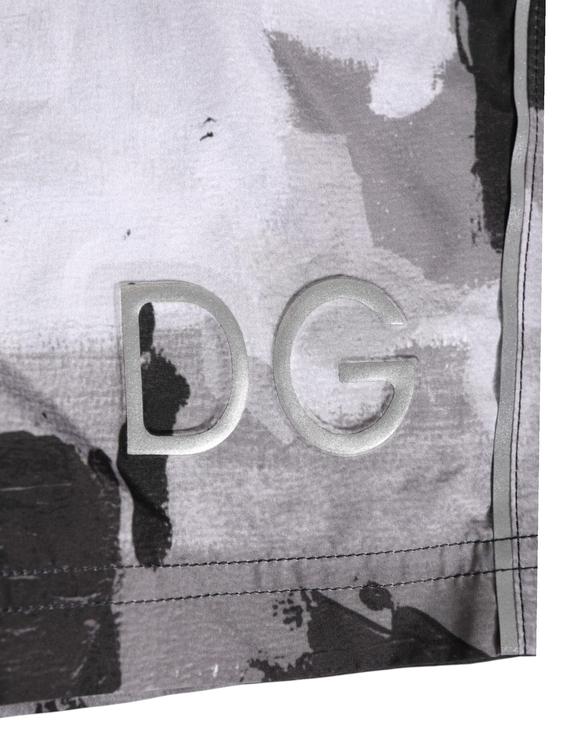 Dolce & Gabbana Black White Camouflage DG Logo Men Swimwear - Image 3