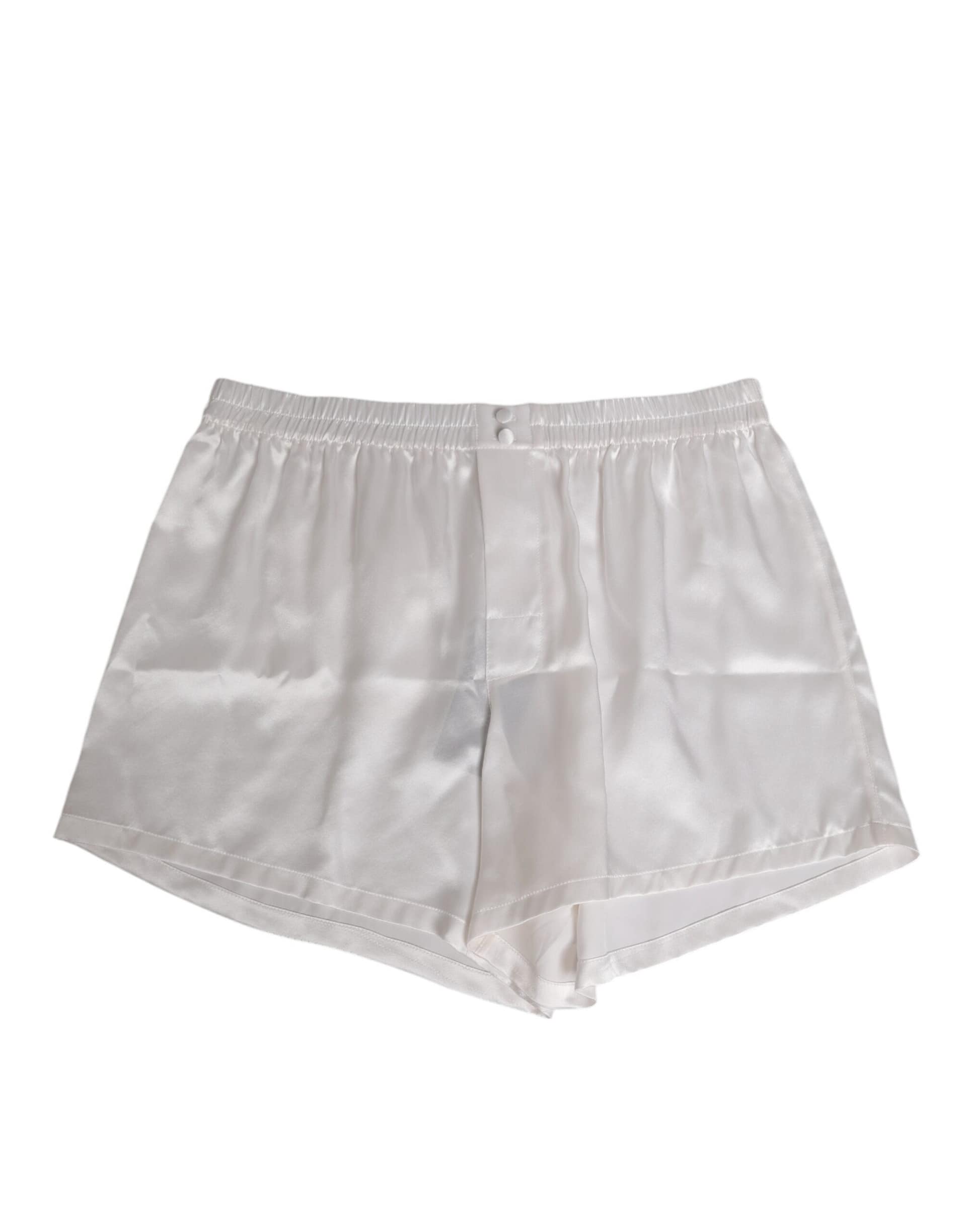 Dolce & Gabbana White Silk Satin Elastic Men Boxer Short Swimwear - Image 2