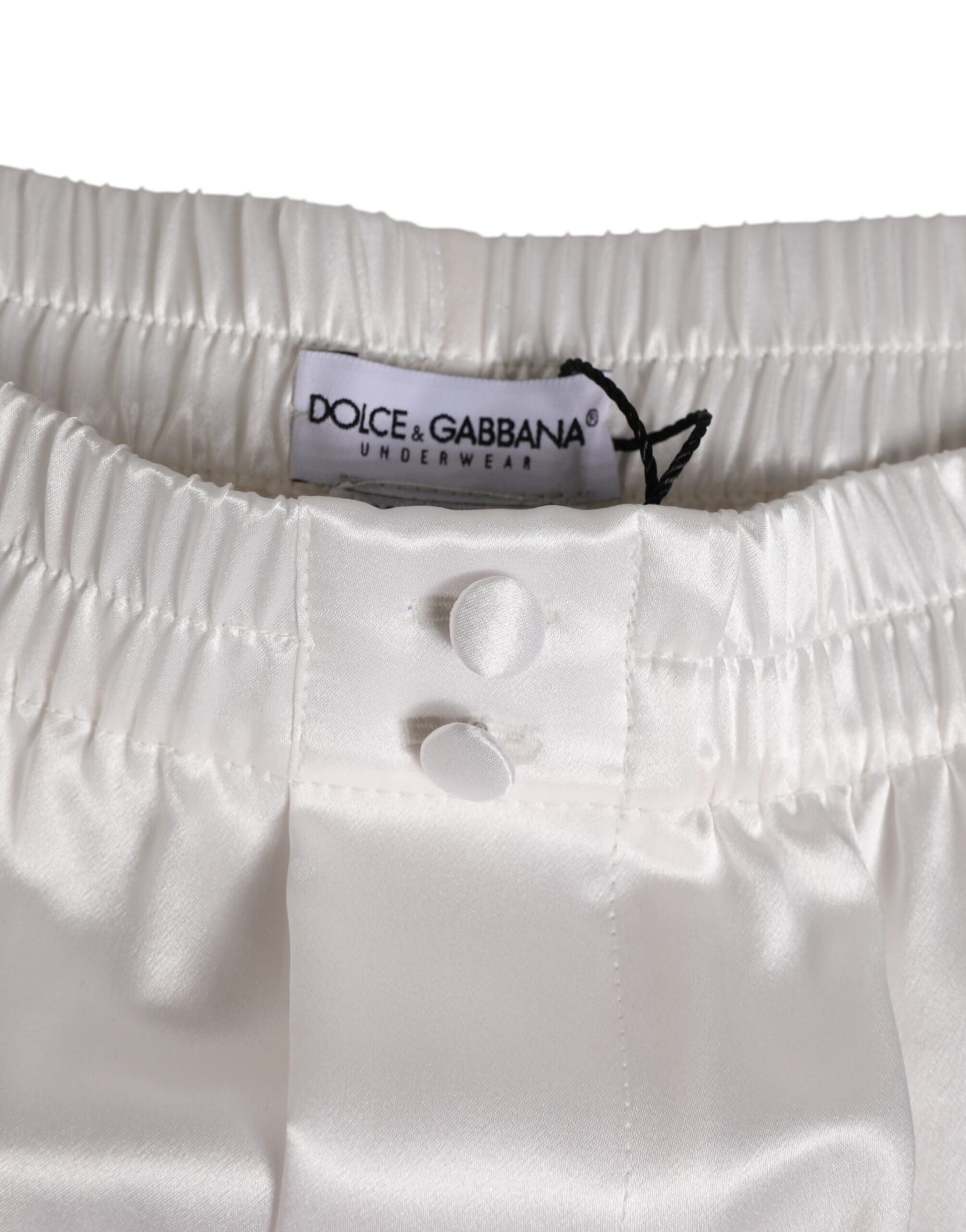 Dolce & Gabbana White Silk Satin Elastic Men Boxer Short Swimwear - Image 3
