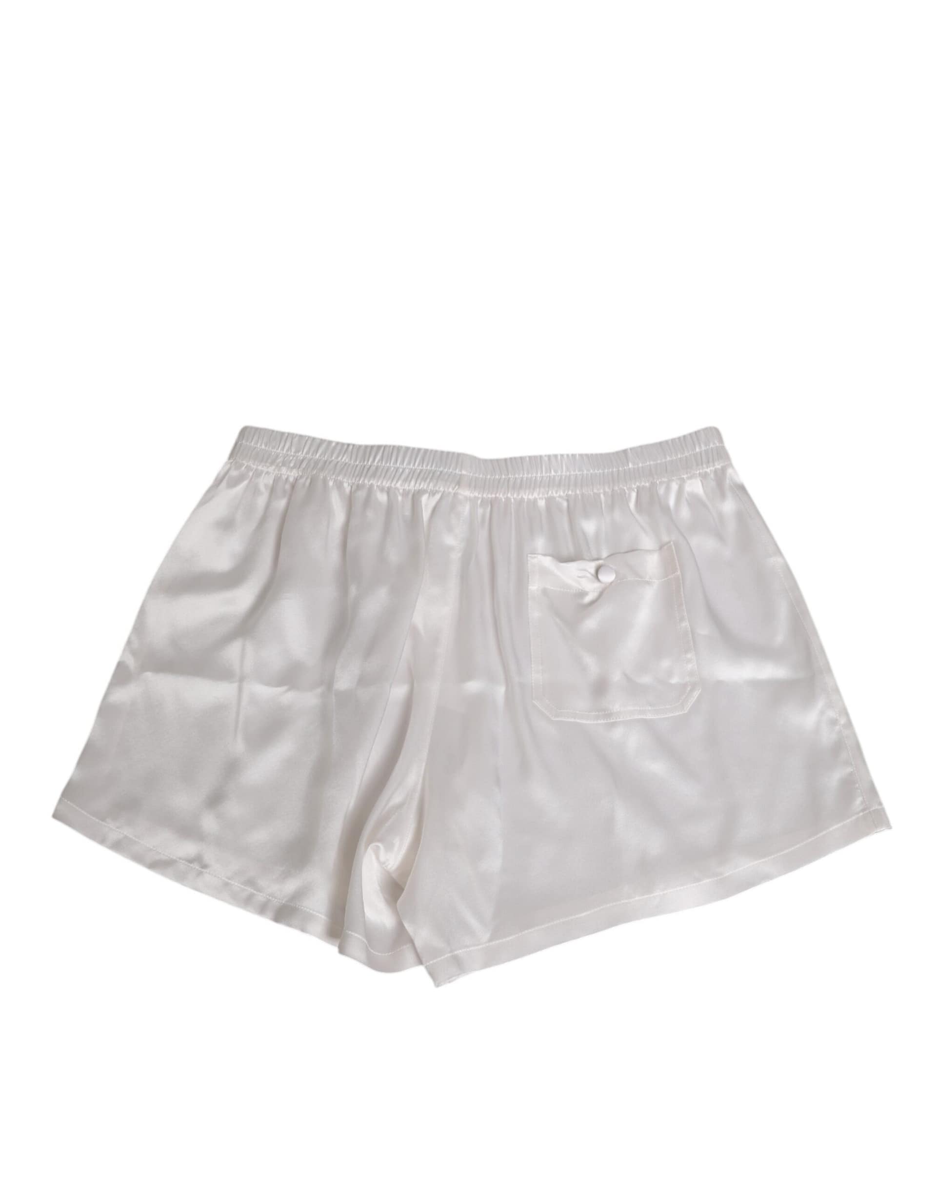 Dolce & Gabbana White Silk Satin Elastic Men Boxer Short Swimwear - Image 4