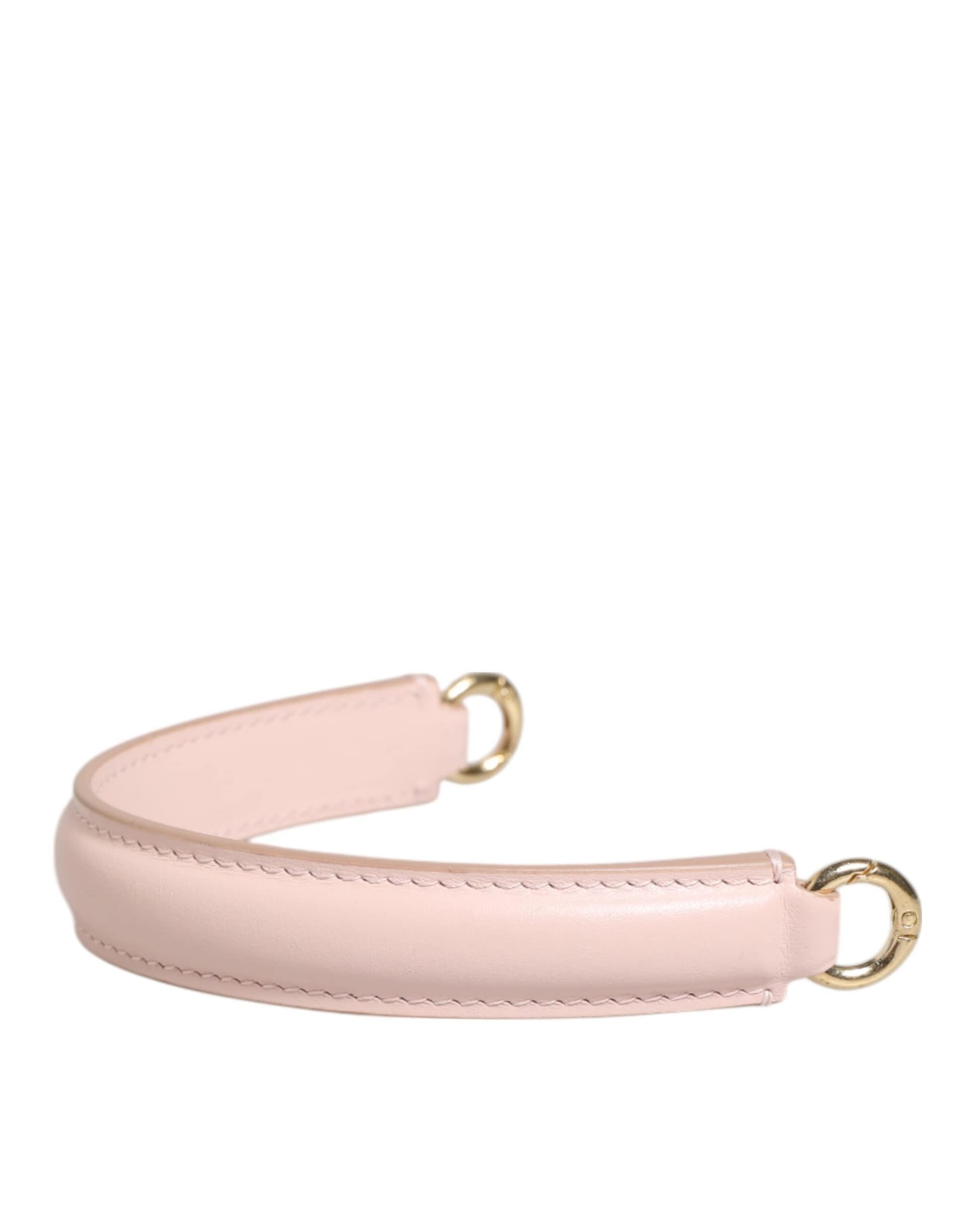 Dolce & Gabbana Strap Pink Leather Gold Tone Big Bag Handle Shoulder Strap - Image 3