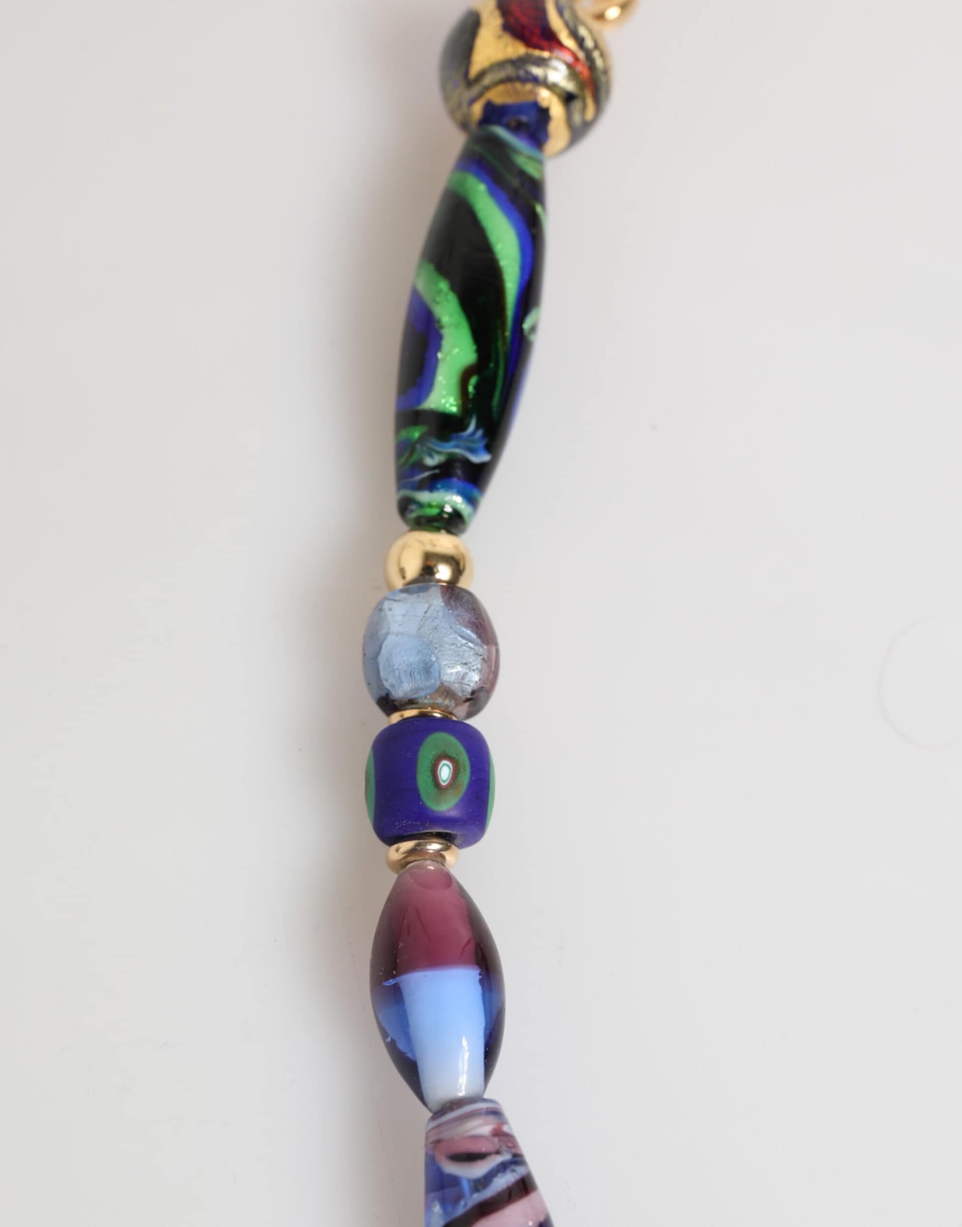 Dolce & Gabbana Multicolor Murano Glass Beads Gold Brass Chain Jewelry Necklace - Image 5