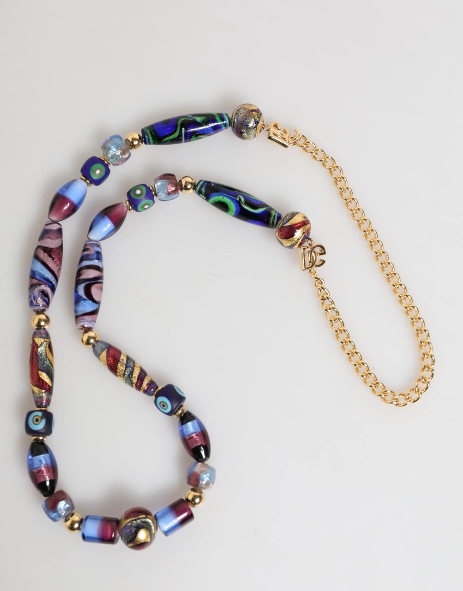 Dolce & Gabbana Multicolor Murano Glass Beads Gold Brass Chain Jewelry Necklace - Image 6