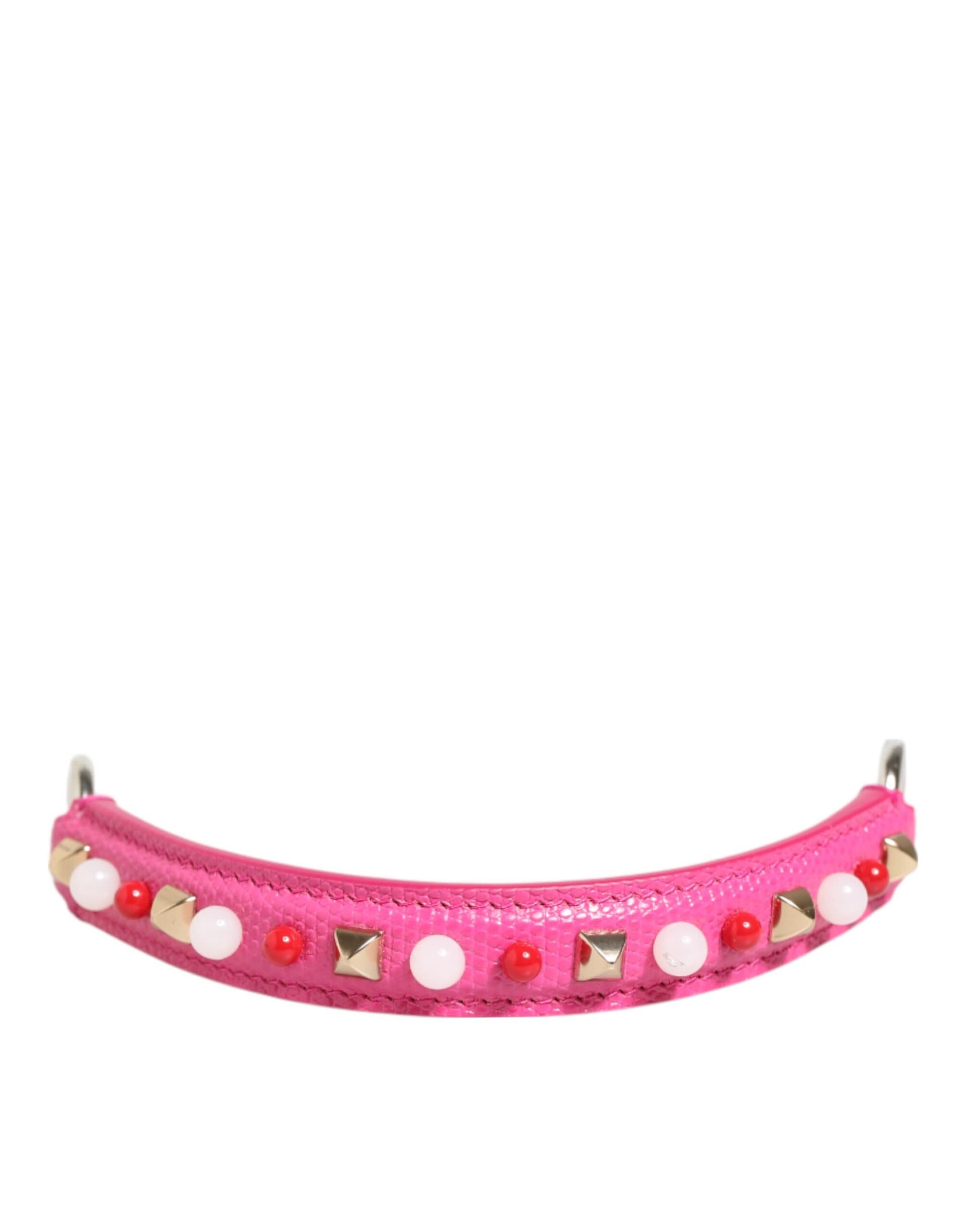 Dolce & Gabbana Pink Embellished Leather Bag Handle Women Shoulder Strap - Image 2