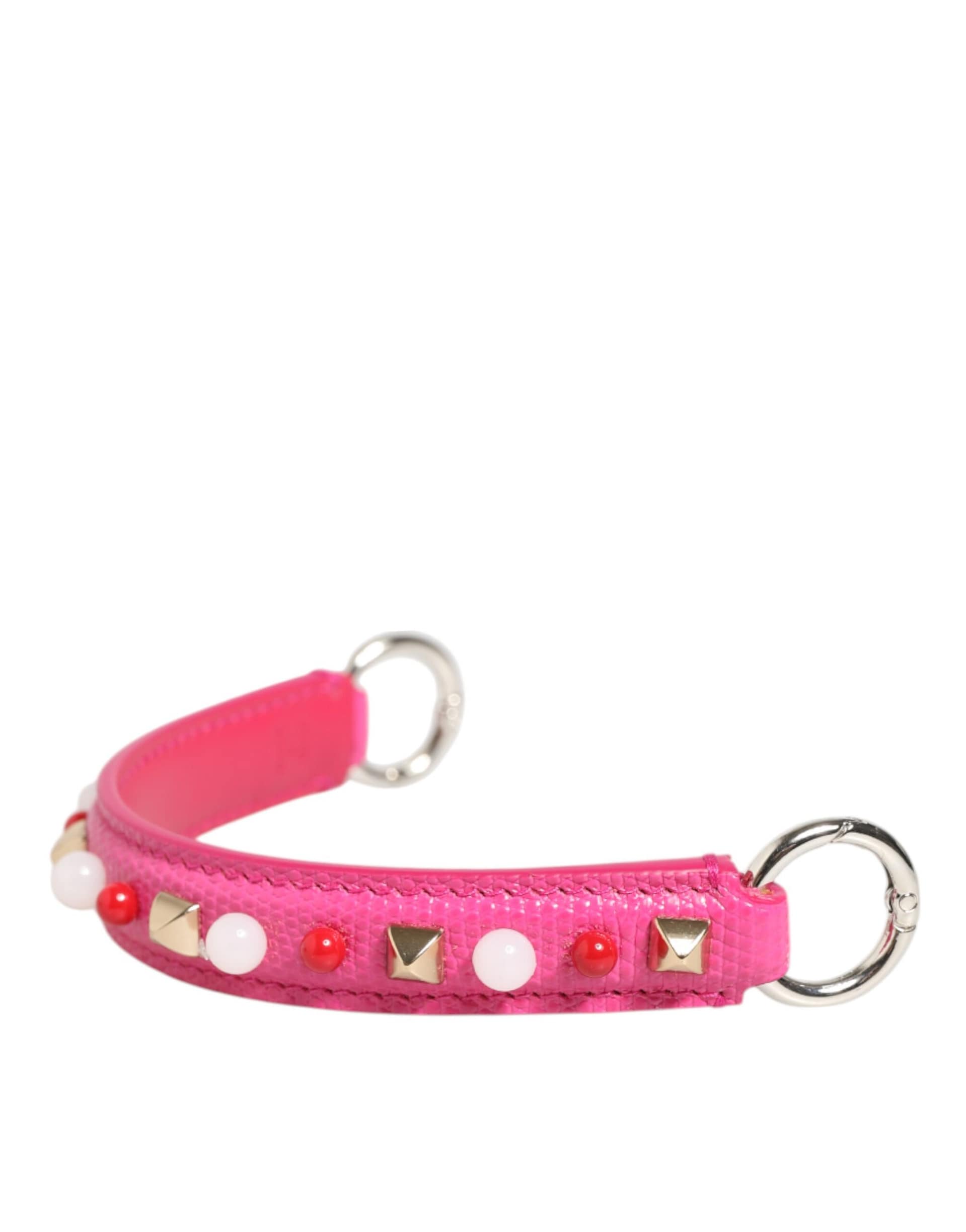 Dolce & Gabbana Pink Embellished Leather Bag Handle Women Shoulder Strap - Image 3