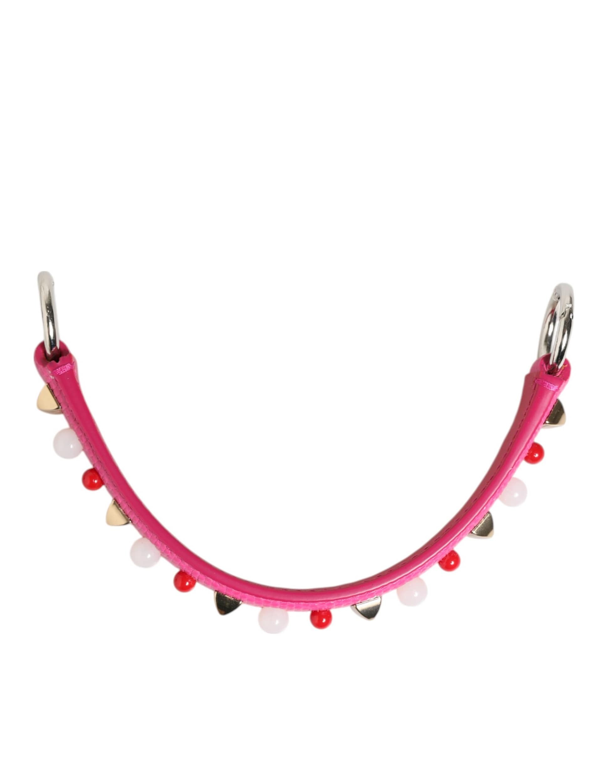 Dolce & Gabbana Pink Embellished Leather Bag Handle Women Shoulder Strap - Image 5