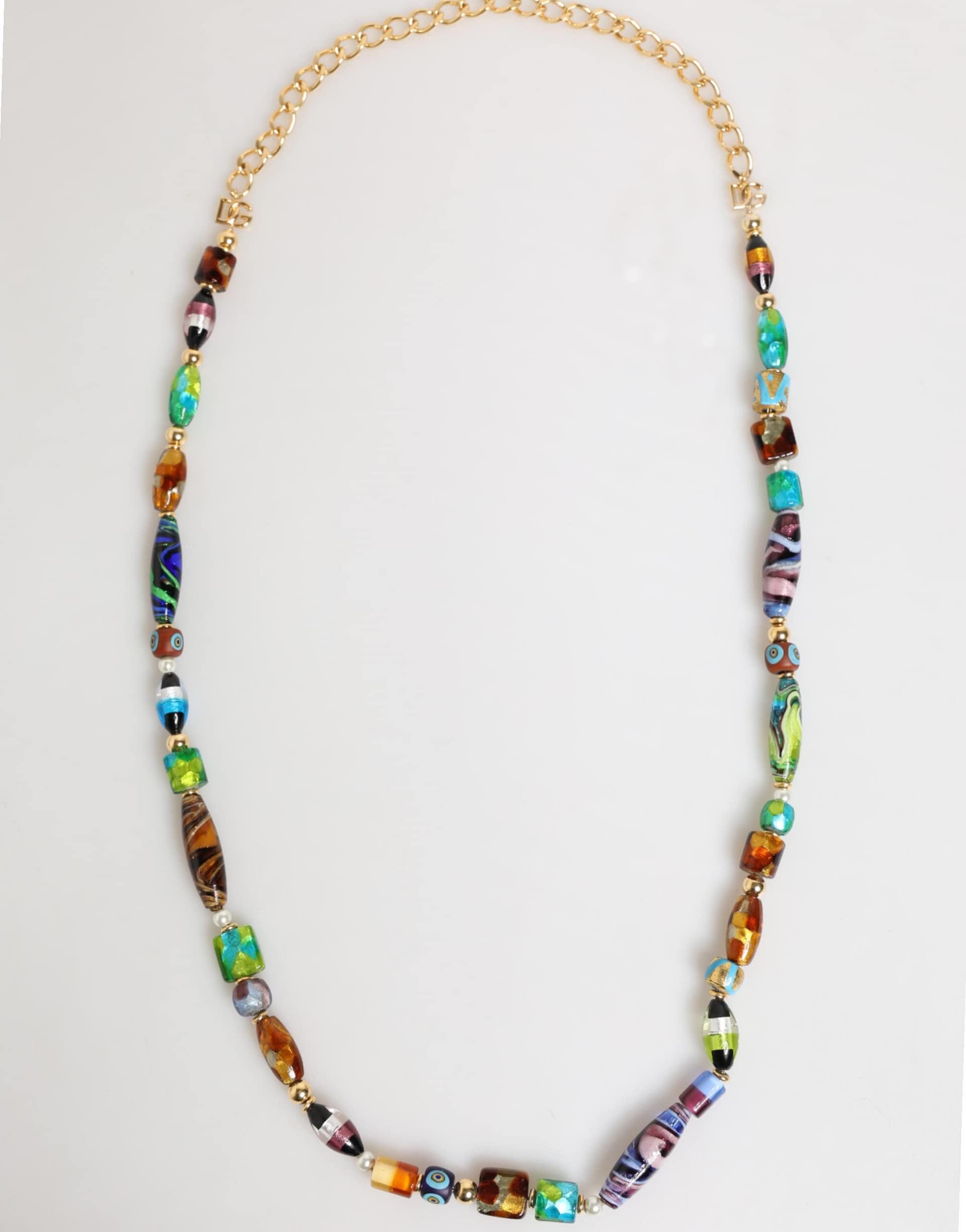 Dolce & Gabbana Multicolor Murano Glass Beads Gold Chain Jewelry Necklace - Image 2