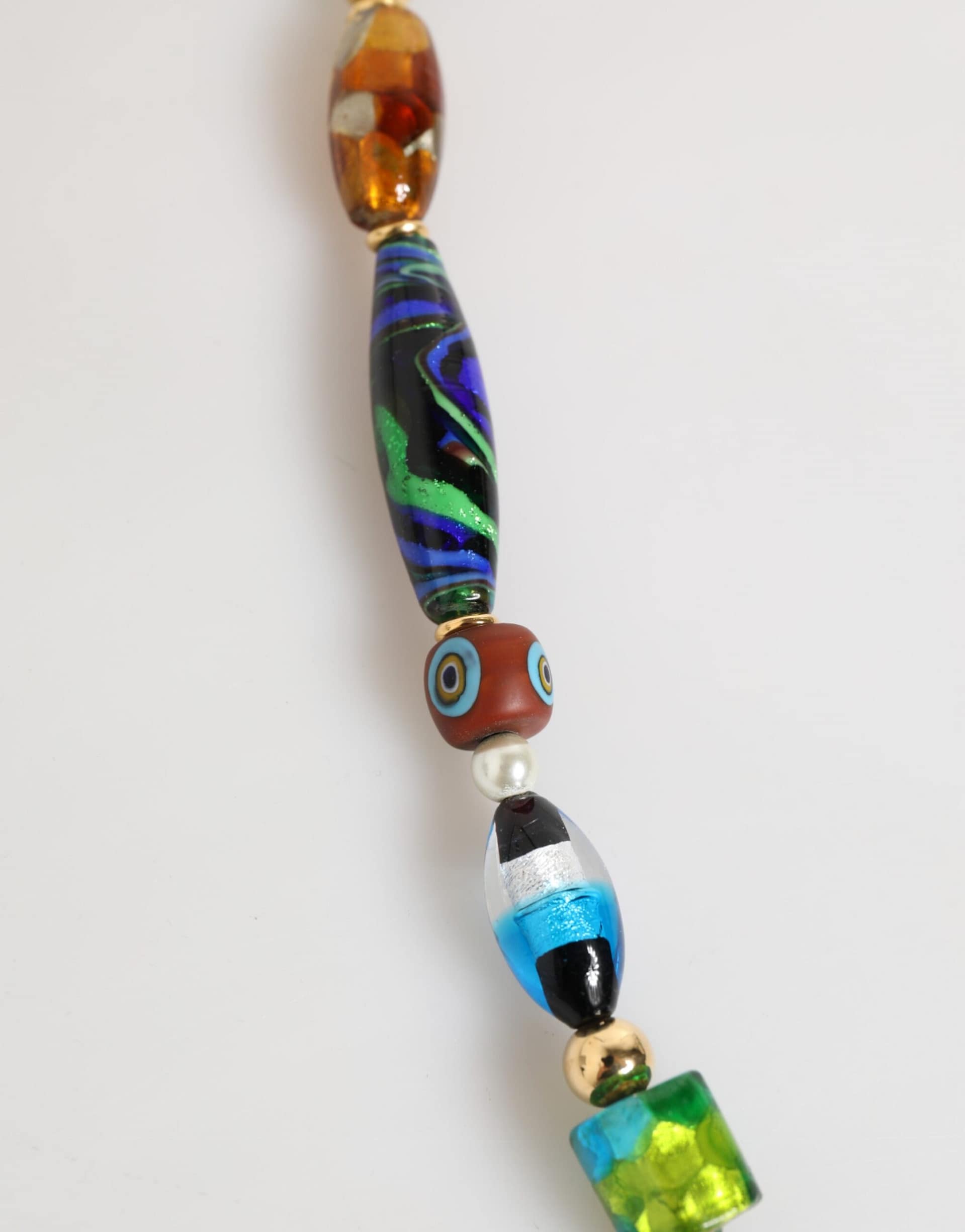 Dolce & Gabbana Multicolor Murano Glass Beads Gold Chain Jewelry Necklace - Image 4