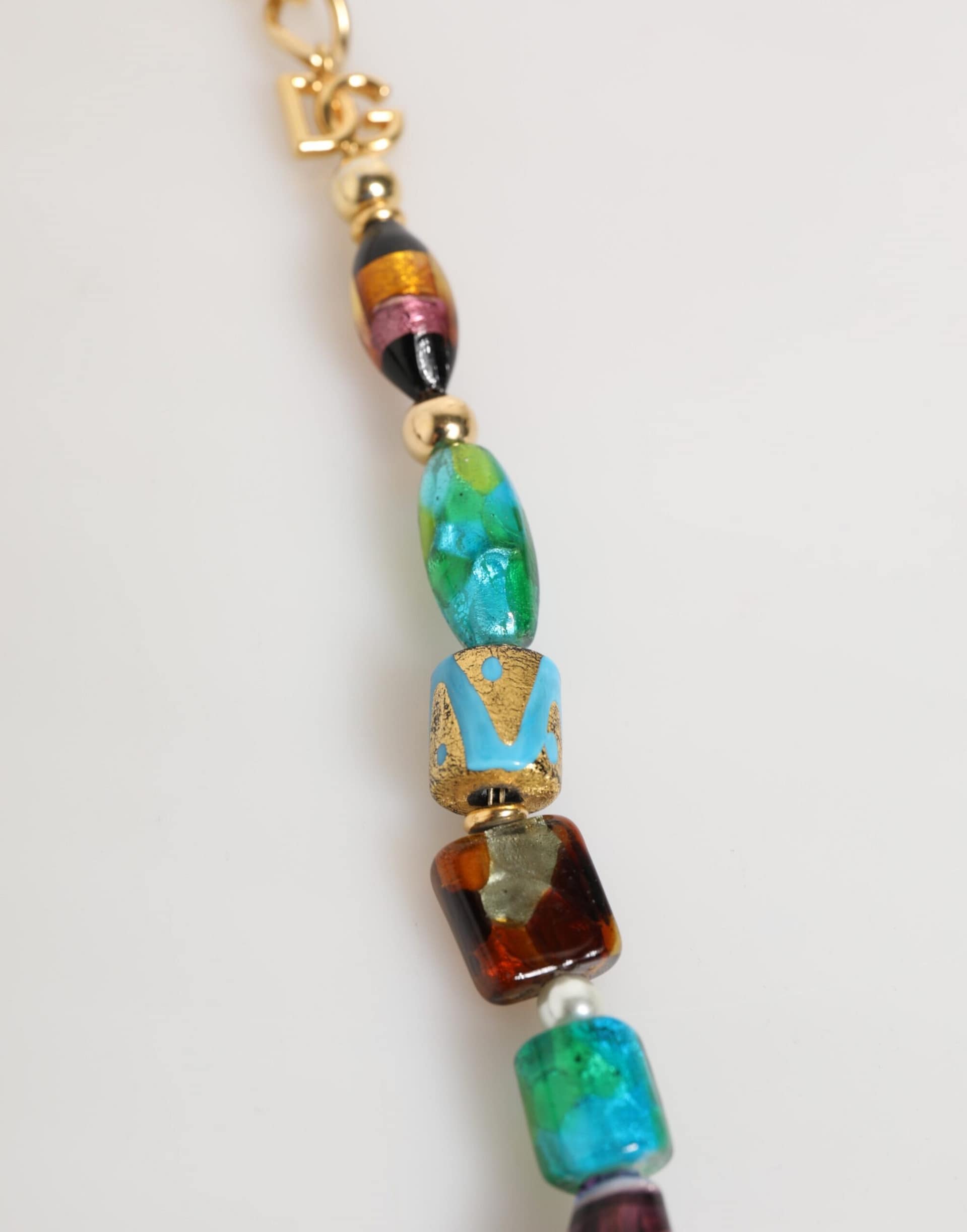 Dolce & Gabbana Multicolor Murano Glass Beads Gold Chain Jewelry Necklace - Image 5