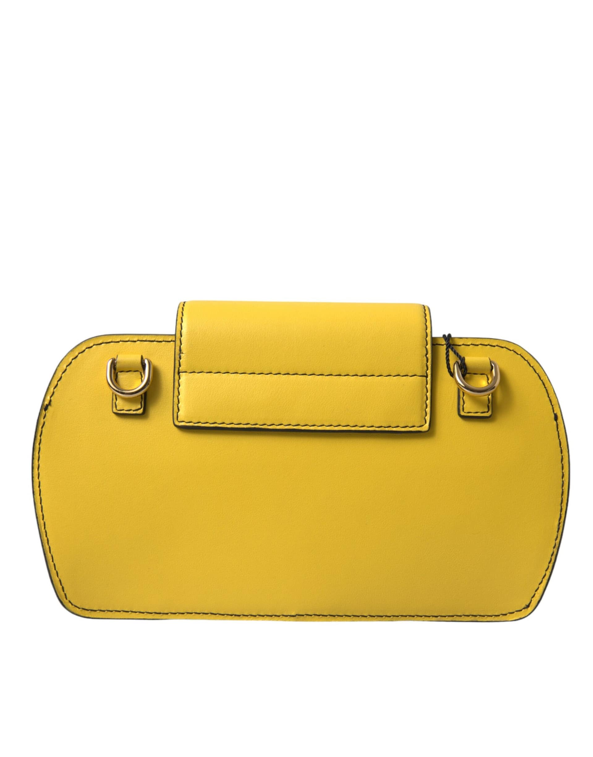 Dolce & Gabbana Yellow Smooth Leather DG Logo Clutch Crossbody Case Bag - Image 4
