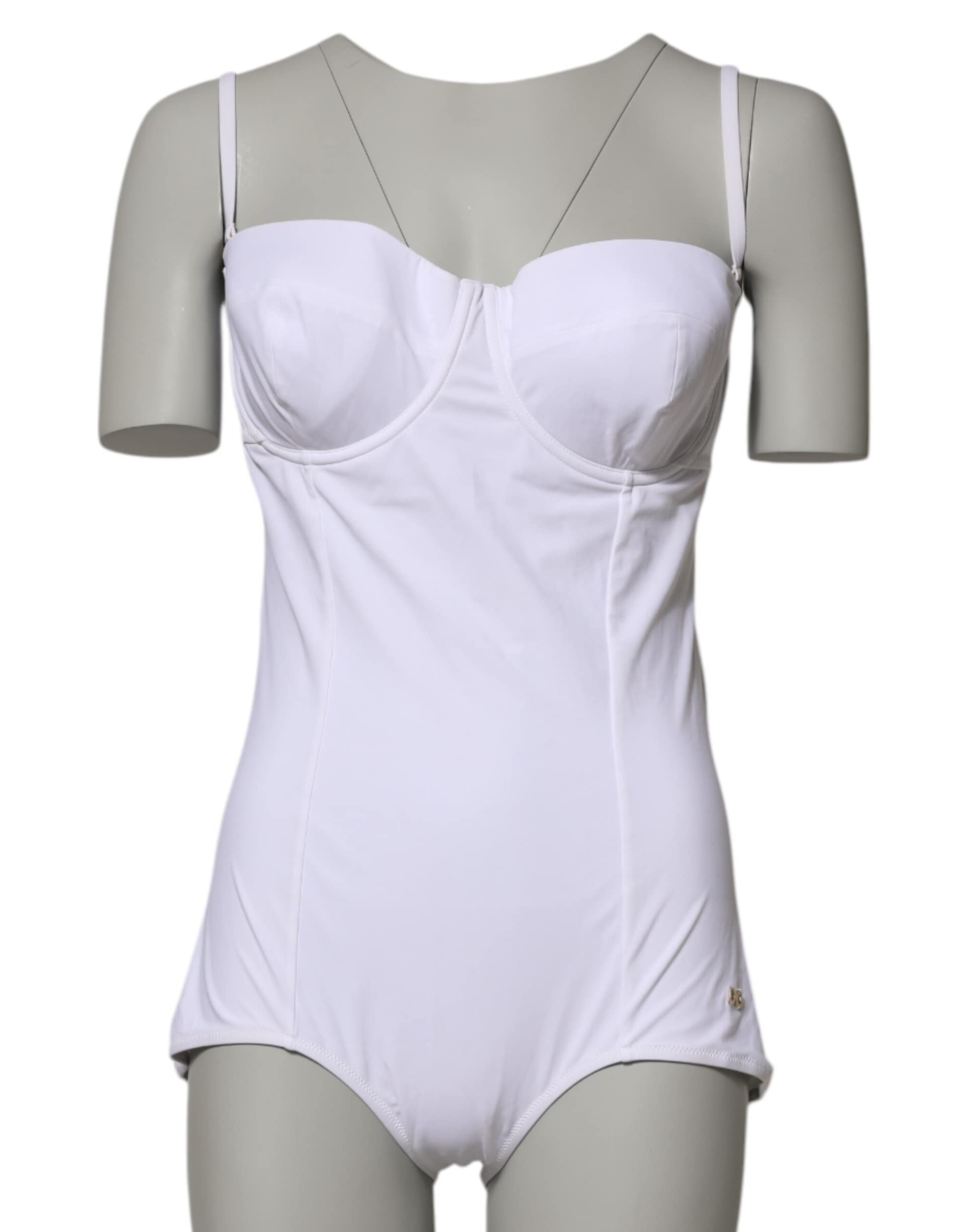 Dolce & Gabbana White Padded Balconette One Piece Swimwear - Image 2