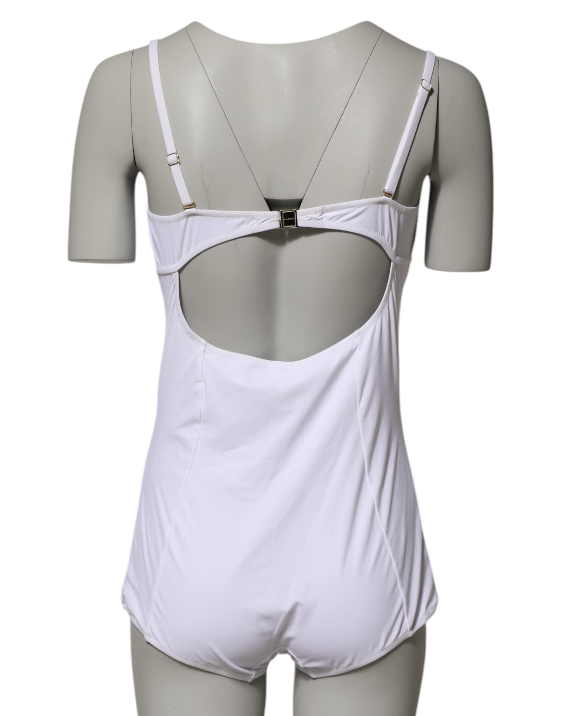 Dolce & Gabbana White Padded Balconette One Piece Swimwear - Image 4