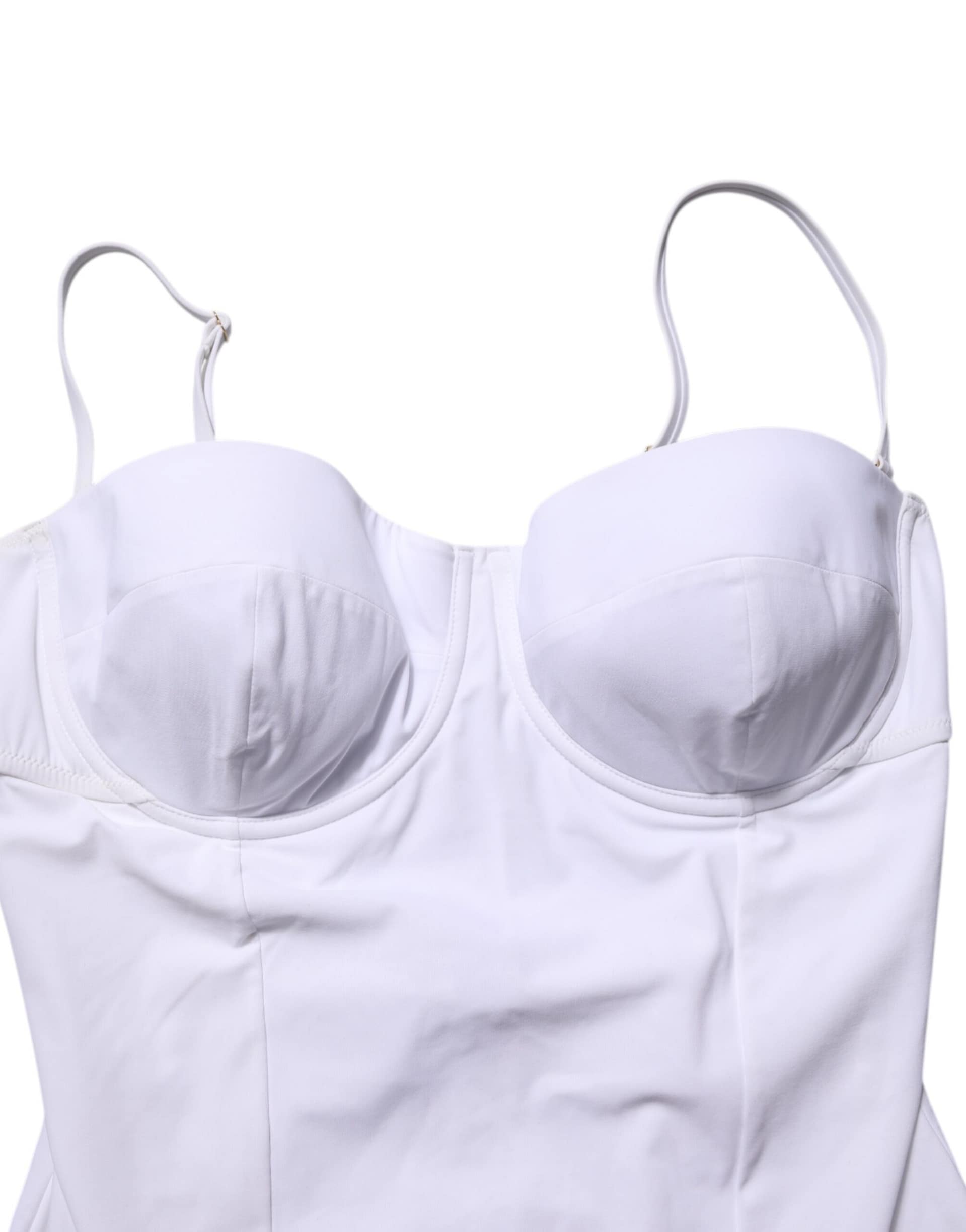 Dolce & Gabbana White Padded Balconette One Piece Swimwear - Image 5