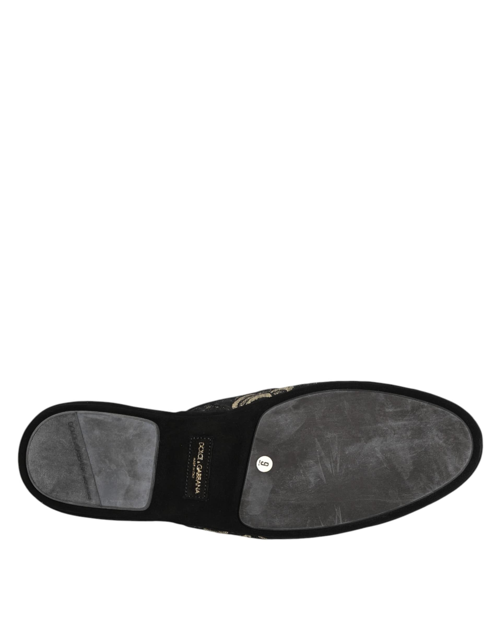 Dolce & Gabbana Black Floral Jacquard Slides Slippers Shoes - Image 8