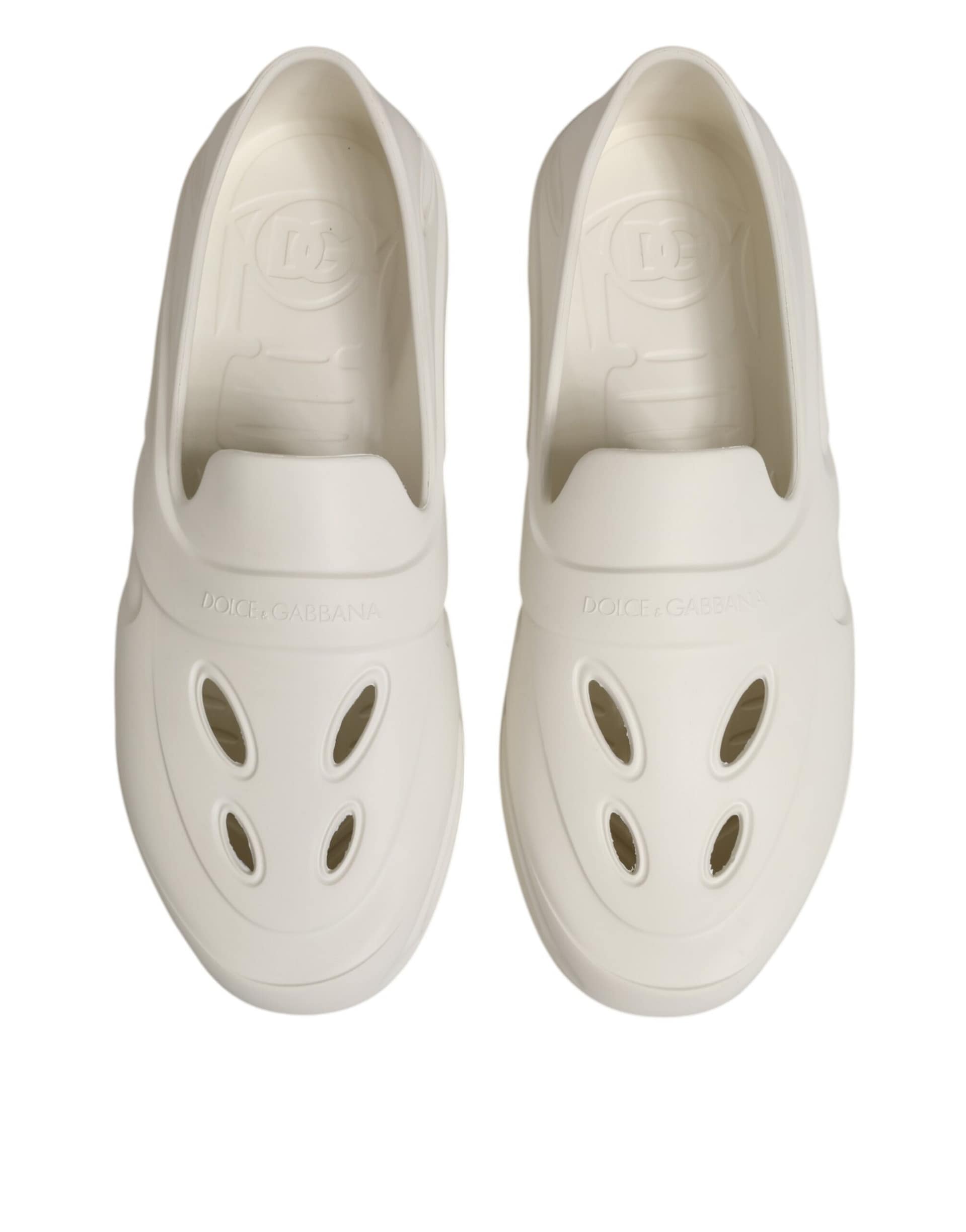 Dolce & Gabbana White Rubber Slides Low Top Sneakers Shoes - Image 4