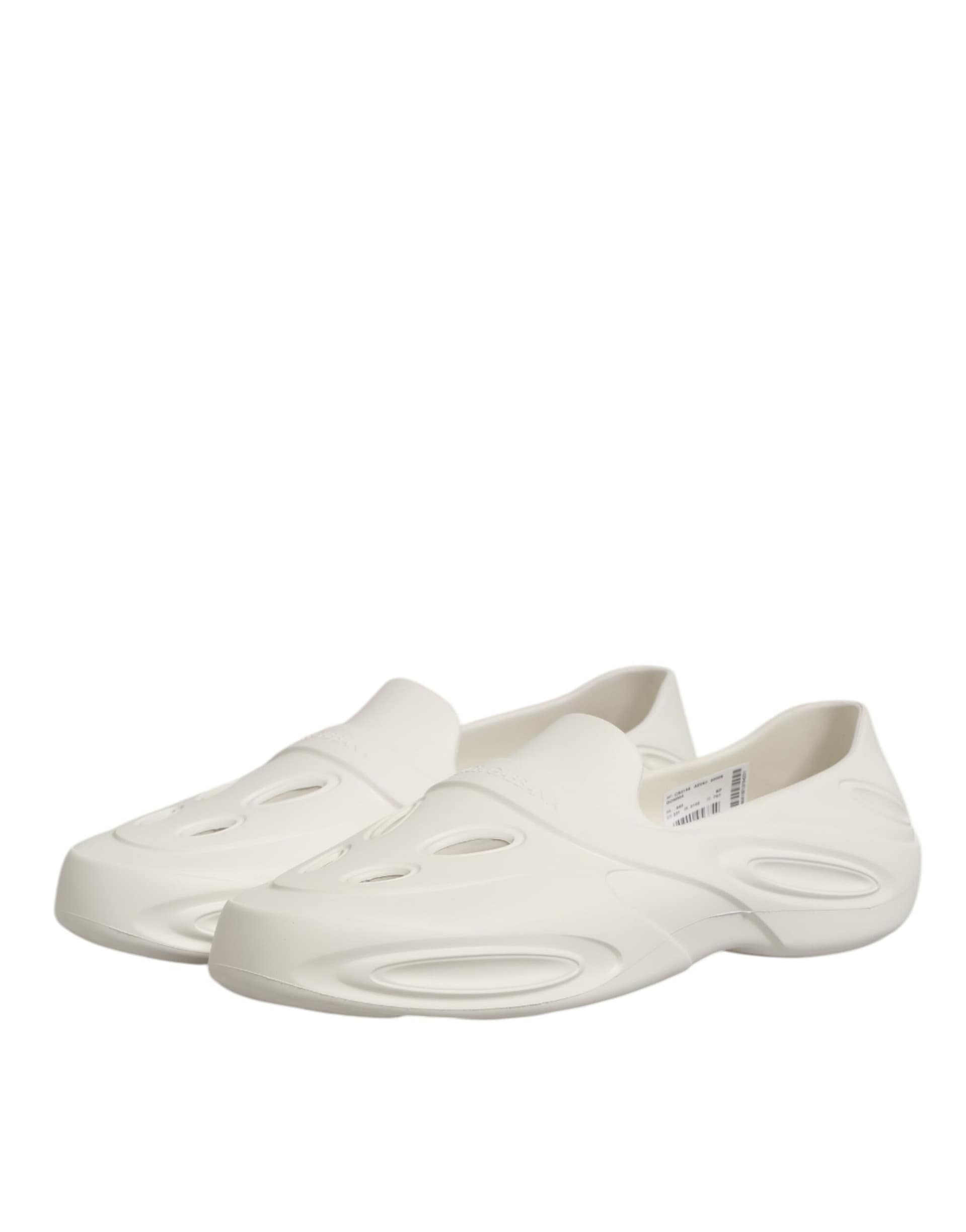 Dolce & Gabbana White Rubber Slides Low Top Sneakers Shoes - Image 5